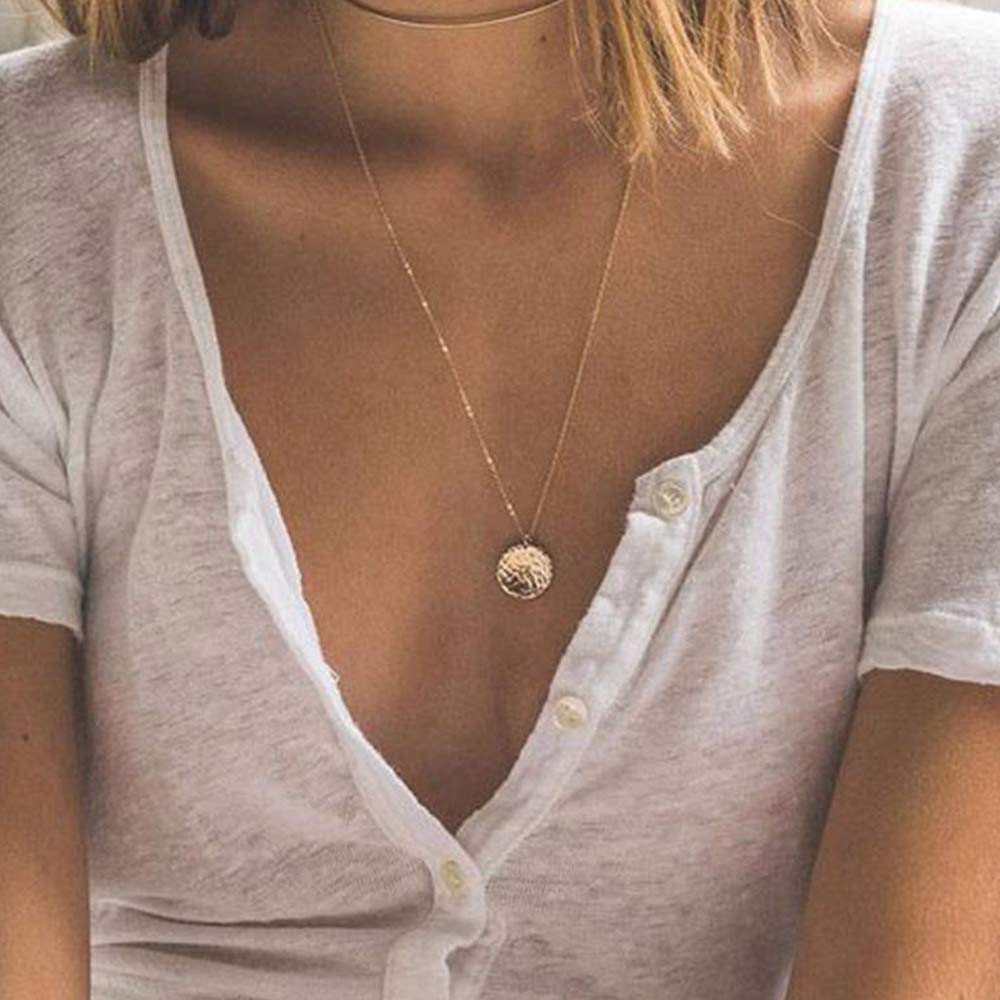 Turandoss Disc Layering Necklaces Handmade Jewelry Choker Delicate Necklace Simple Choker Necklace for Women