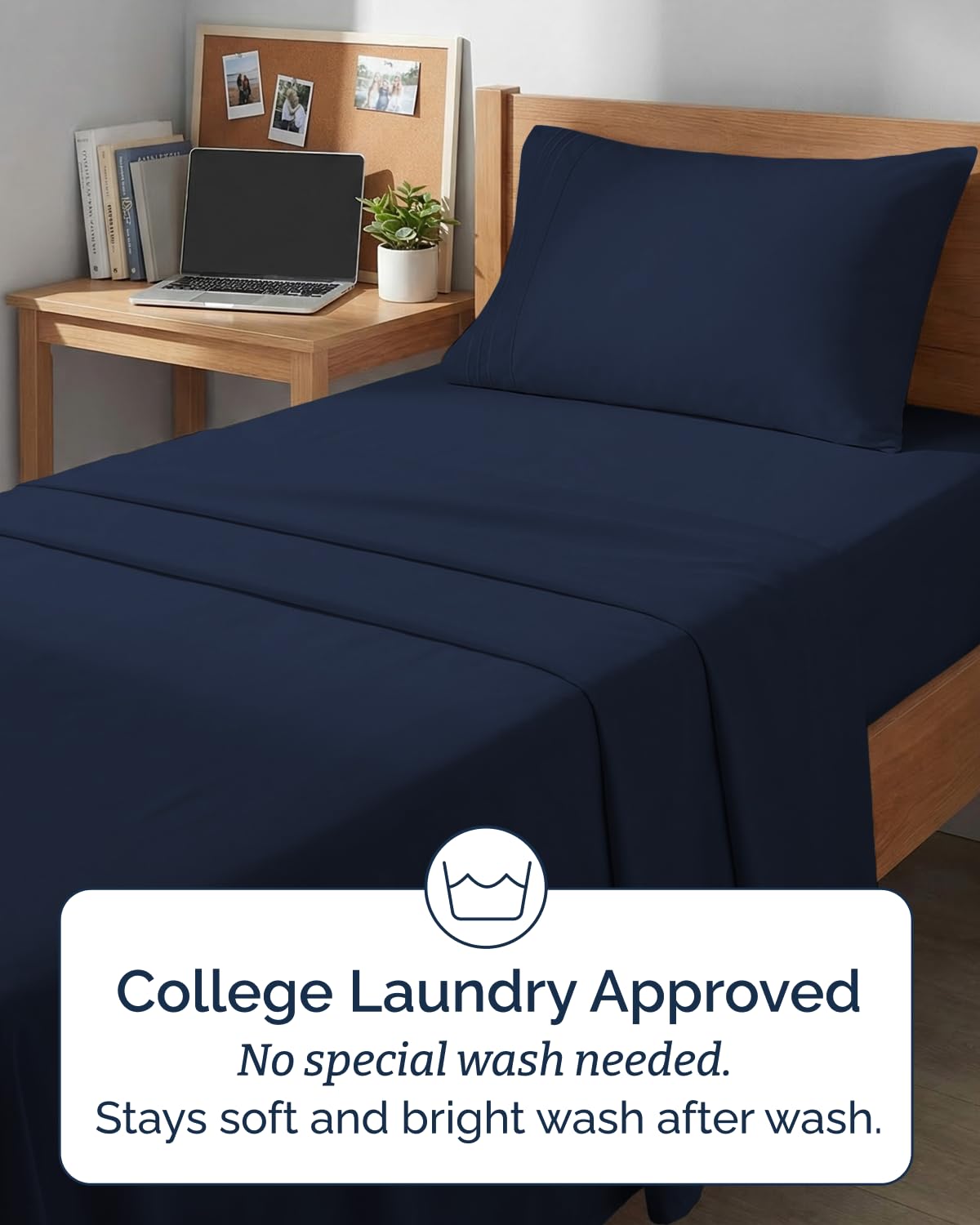 Twin XL Size 3 Piece Sheet Set - Comfy Breathable & Cooling Bed Sheets Set - Hotel Luxury Bedding for Women, Men, Kids, Teens, Boys & Girls - Deep Pockets, Soft, Wrinkle Free - Oeko-Tex - Navy Blue