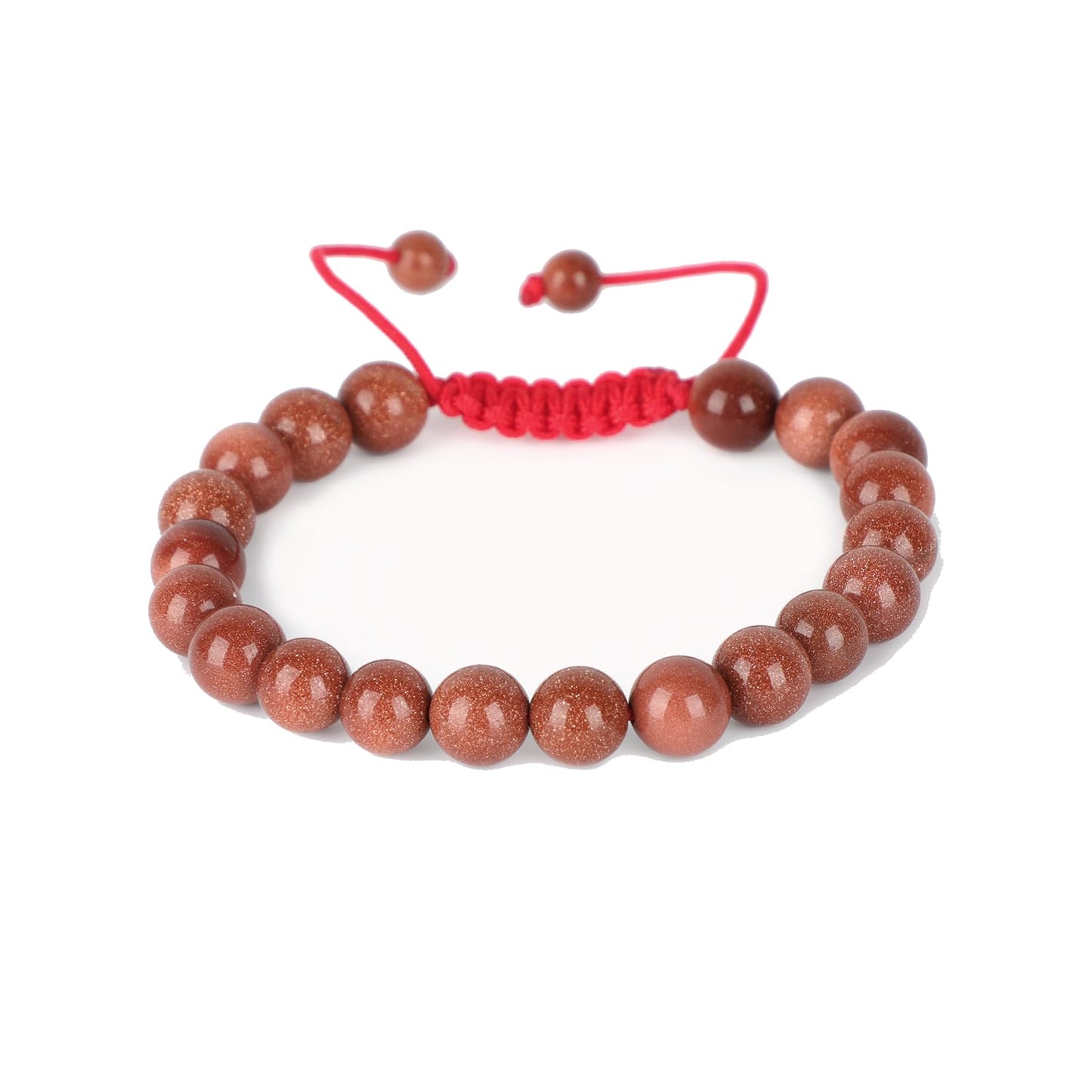 AD Beads Natural 8mm Gemstone Bracelets Healing Power Crystal Macrame Adjustable 7-9 Inch (Golden Sand)