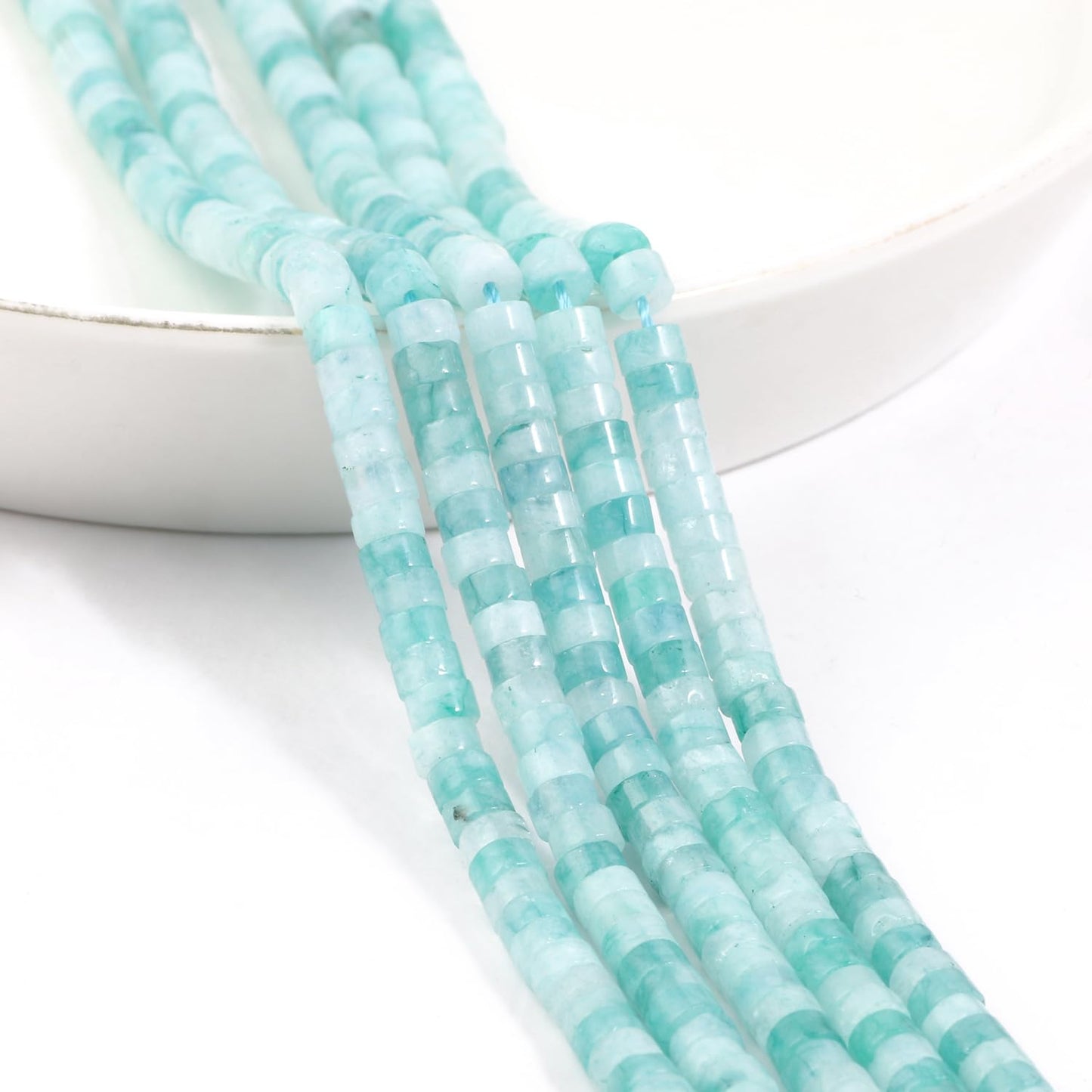 NITOPUPU 150Pcs 4×2mm Natural Chrysoprase Spacer Stone Beads for Jewelry Making Supplies, Loose Semi Flat Round Gemstone Tube Beads for Bracelets DIY Crafts