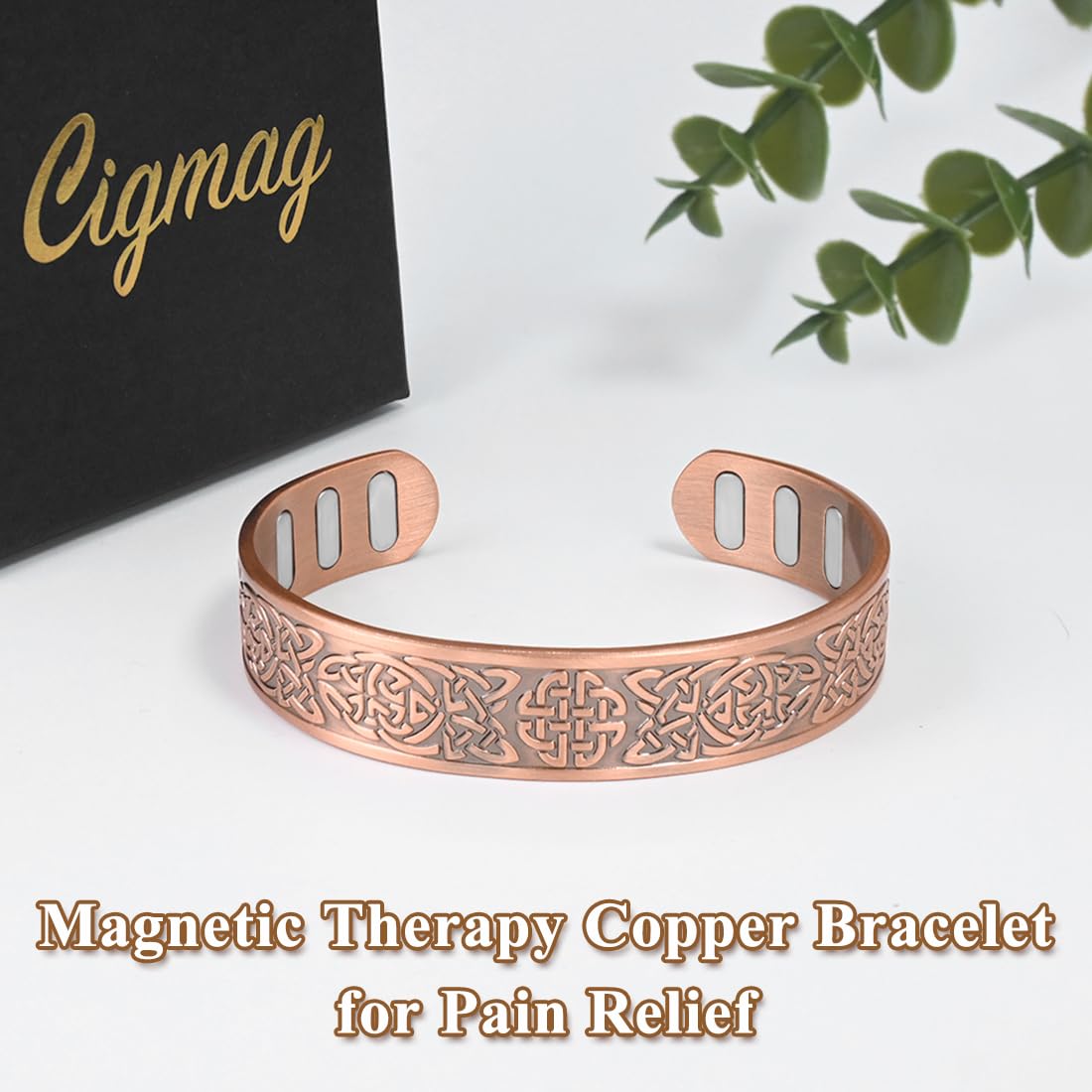 Cigmag Copper Bracelet for Men, with Powerful 9X 5000 Gauss Magnets, Adjustable Solid Pure Copper (Celtic Knot 1)