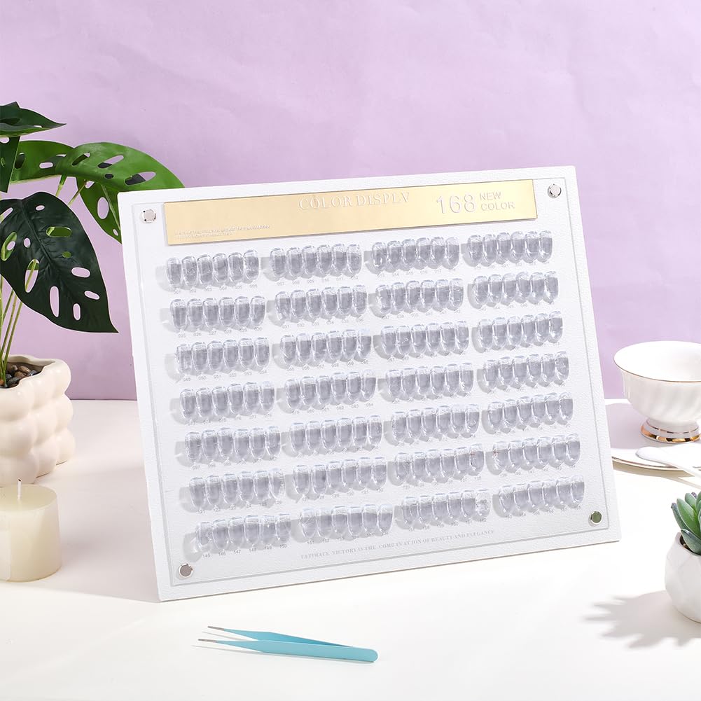 CRAFTYMELODY Nail Color Display Board Set Rectangle Acrylic Fingernail Art Display Board Set Showing Shelf Including Clear Nail Tips Adhesive Stickers for Nail Tech Training Salon Home Studio