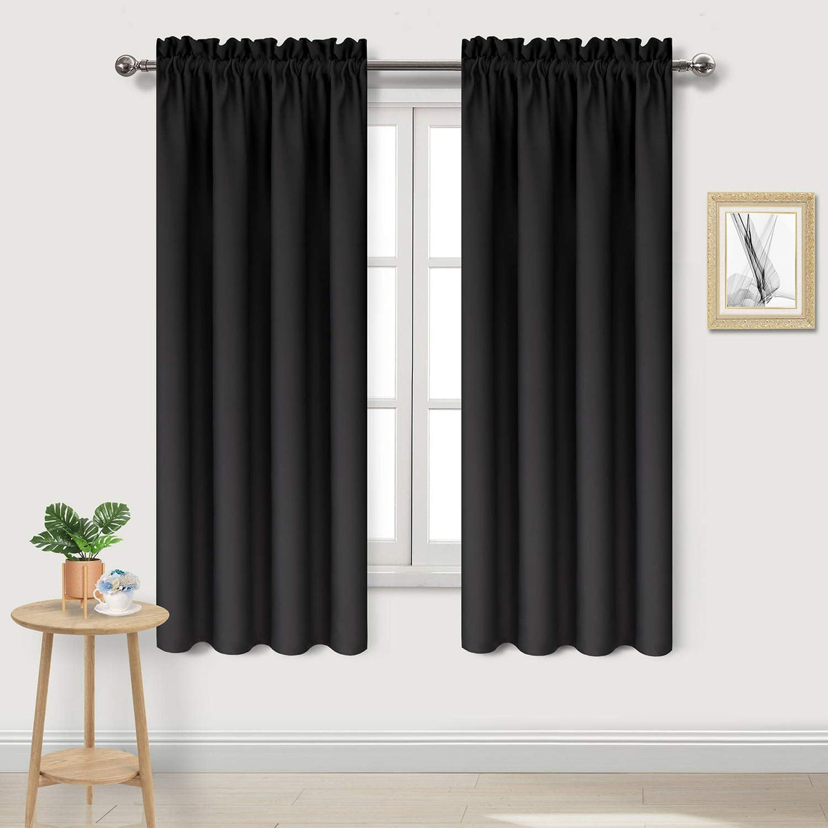 Blackout Curtains for Bedroom Living Room 42 x 63 Inch Long Black