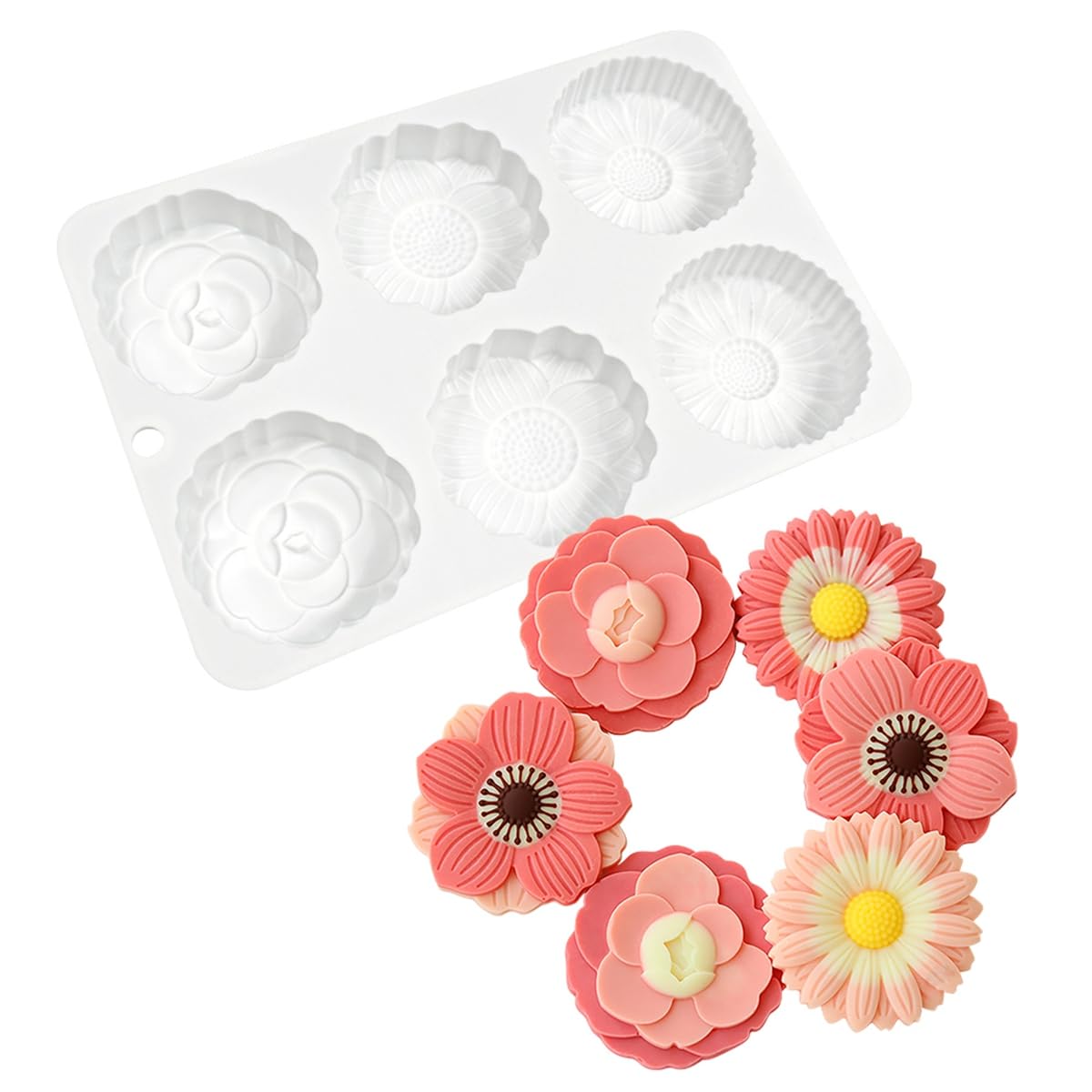 mostsom 6 Flower Silicone Cake Mold Handmake DIY Bread Mould Silicone Moulds For Cake Mooncake Mold Cake Tools