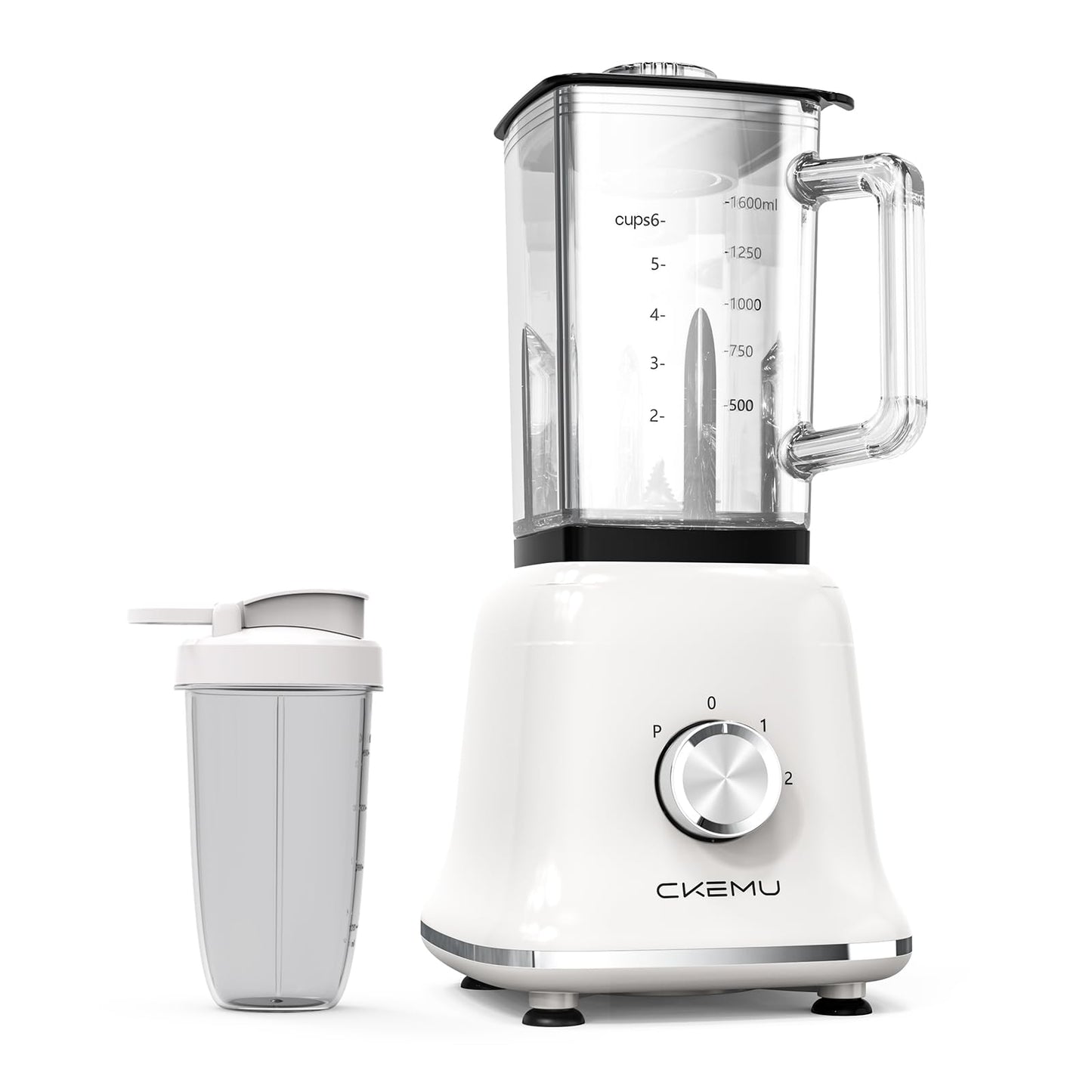 Professional Blender For Smoothies, Countertop Blender with 6 Cup Glass Jar, 3 Functions Including Puree, Crush Ice, 750 Watts (white)