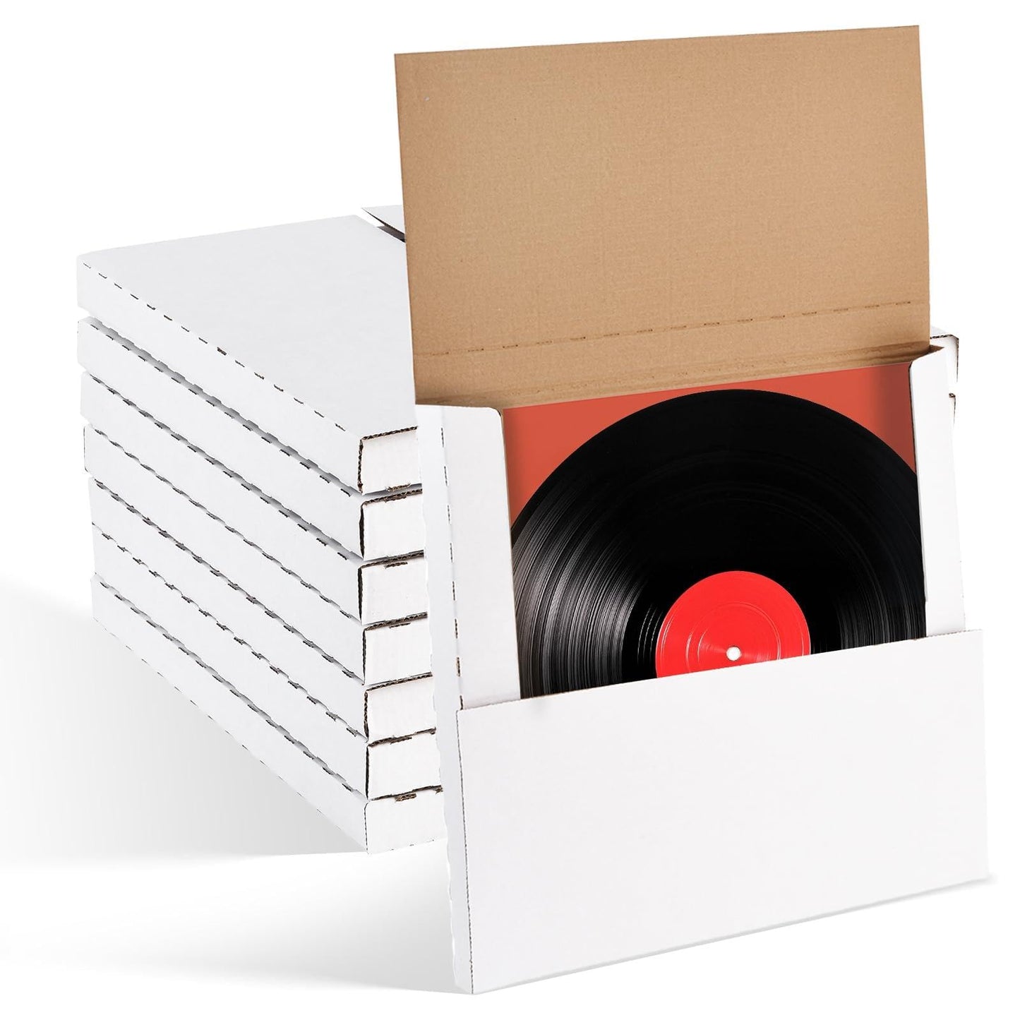 JxyHauteresce 22-Pack Vinyl Record Mailers - 12.6x12.6x1 Inch Vinyl Record Shipping Boxes for LP Records, Photos & Stamp Collection (22) Vinyl Mailers