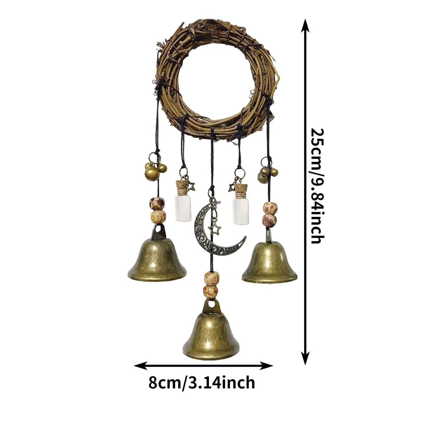 Witch Bells Magical Wind Chimes, Hanger Witchcraft Decor, Crystal Quartz Hanging Pendant Decor