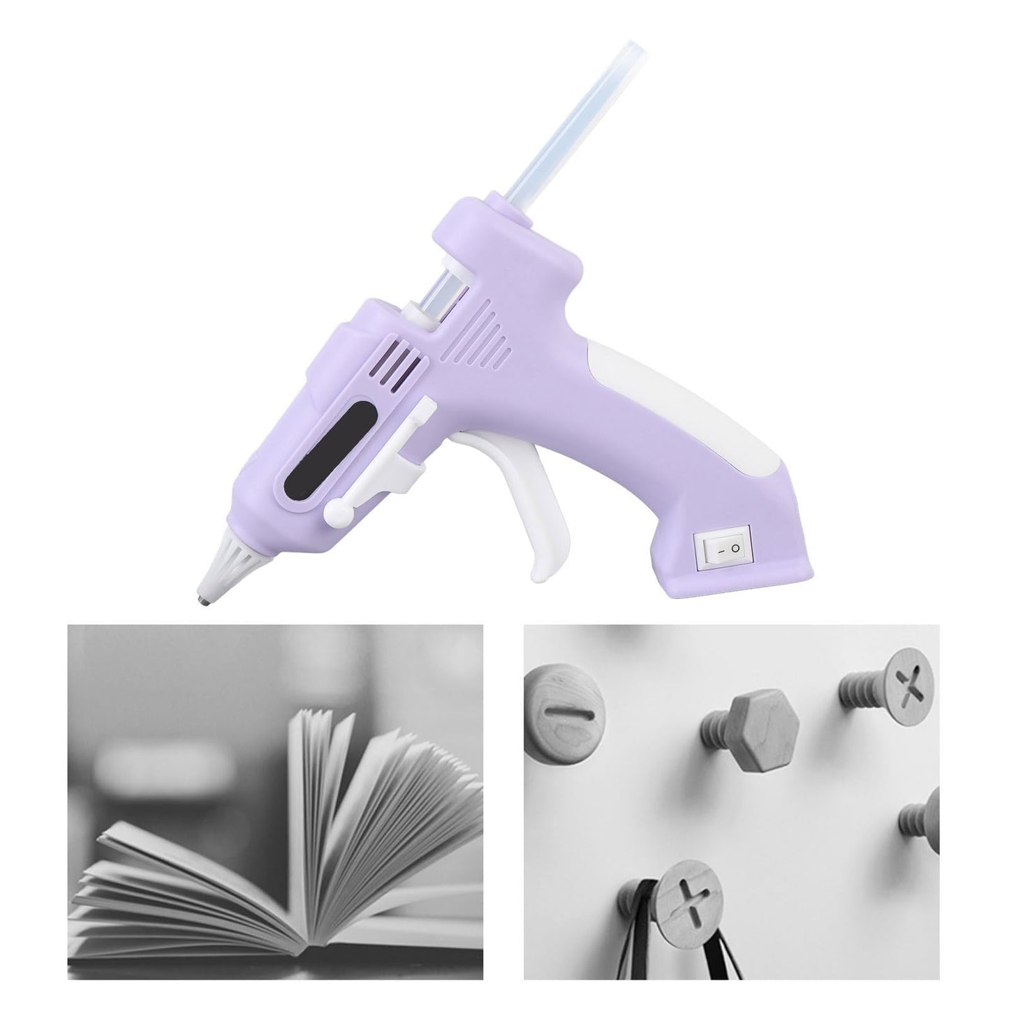 Cordless Glue Gun, Mini Glue Gun, with 10 Glue Sticks, Cordless Hot Melt Glue Tool, Rechargeable Hot Glue Gun Kit, for DIY Gift Craft Decor (Violet)