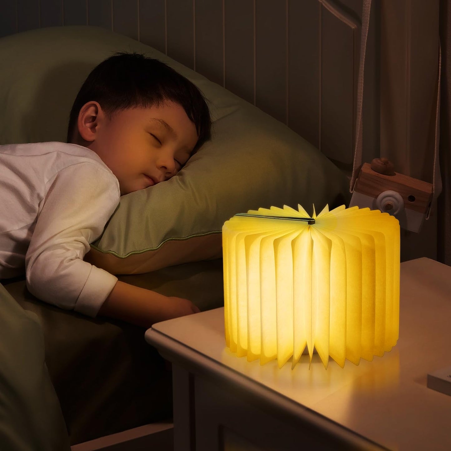 QXMGCBOK Retro Folding Book Lamp,Novelty LED Night Light,Relief 3-Color Desk lamp, Gift for Book Lovers and Librarians (Small Size)