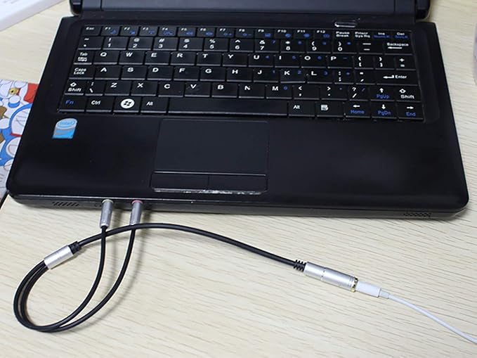 CANFON Headphone Splitter for Computer 3.5mm Female to 2 Dual 3.5mm Male Headphone Mic Audio Y Splitter Cable Smartphone Headset to PC Adapter (35CM, Blue)