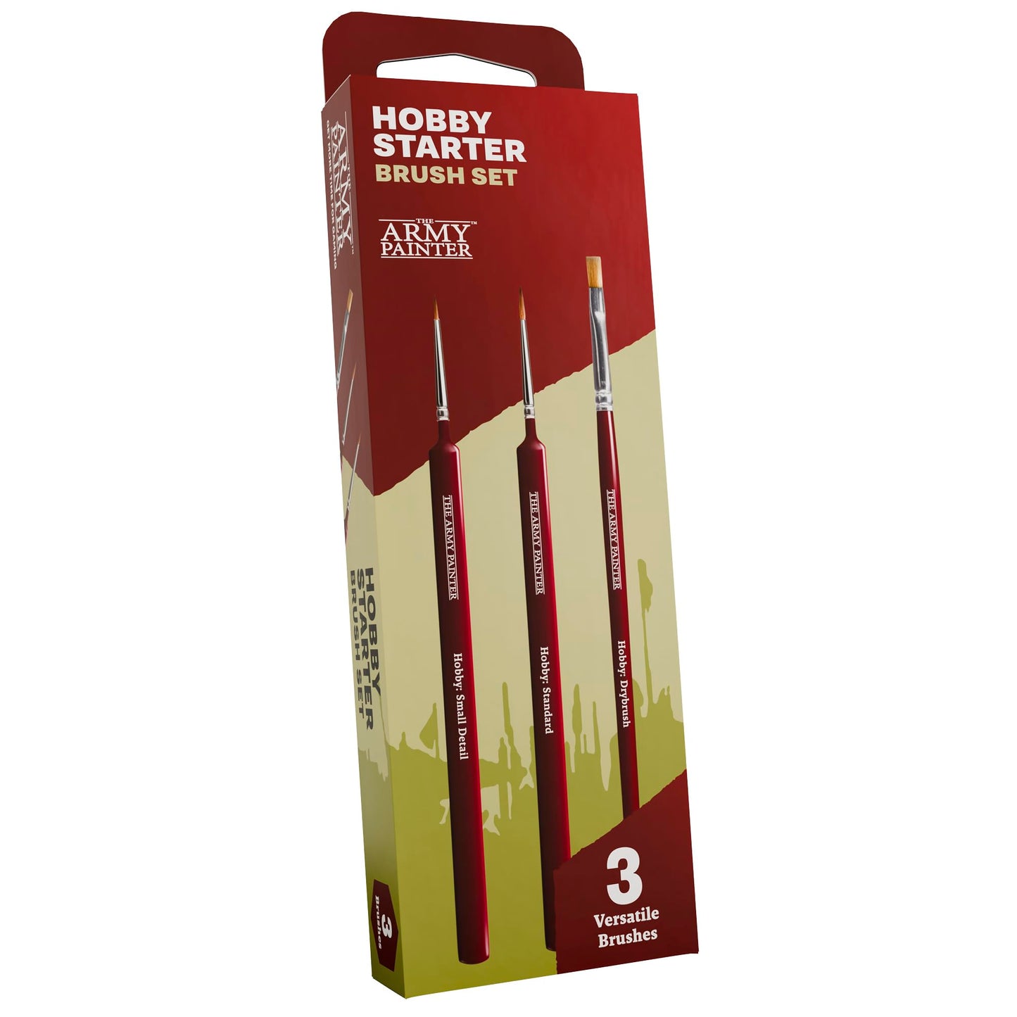 The Army Painter, Hobby Starter Brush Set, 3 Paint Brushes for Acrylic Paint incl. Drybrush, Small Detail & Standard, Fine Tip Model Brush for Miniature Fantasy Painting