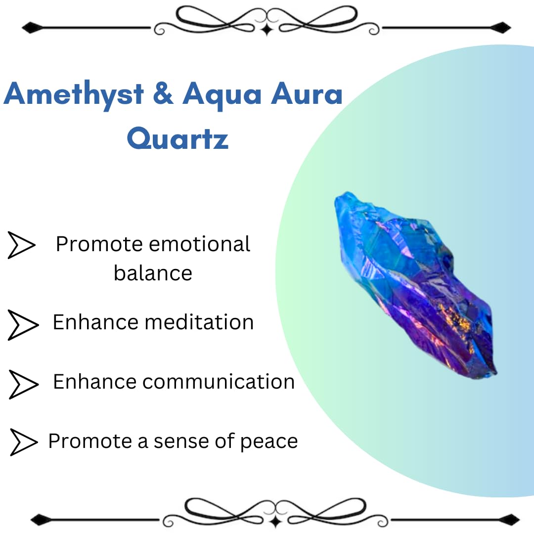 Crystals, Rocks, Jade, Crystals and Healing Stones, Witchcraft Supplies, Healing Crystals, Stones, Healing Stones, Rock Collection, Agate, Raw Stones (Amethyst-Aqua Aura Quartz, 2 Pcs)