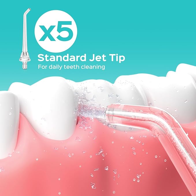 COSLUS Original Water Flosser Replacement Tips: Replacement Heads Compatible with COSLUS, Aquasonic, Nicwell, Oralfree, WELLFINE, Hangsun, Tovendor Water Dental Pick, Flosser Accessory, 5 Classic Tips