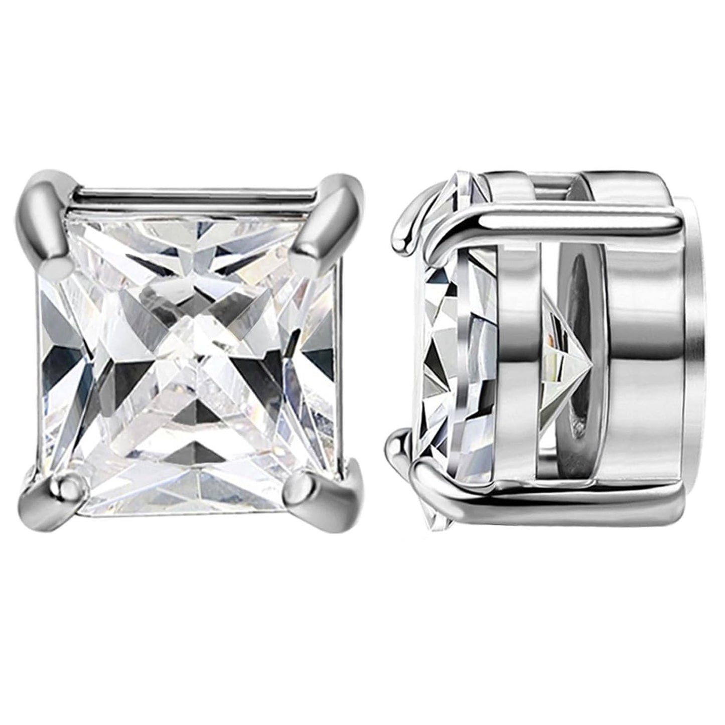 NEWITIN Magnetic Stud Earrings for Men Clip on Earring Stainless Steel Magnet Earring Unisex Non Piercing CZ Hoop Cross Diamond Magnetic Earrings for Men Women