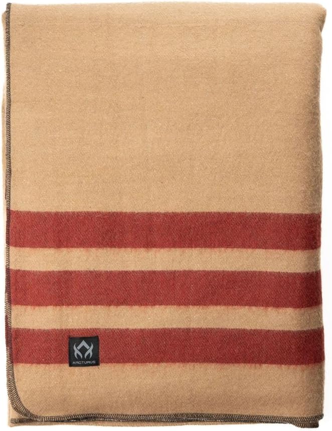 Arcturus Military Wool Blanket - Warm, Thick, Washable - Great for Outdoors, Camping, Stadium Blanket, Picnics, Travel - Car & Bushcraft Survival Kits, Large 64in x 88in 4.5 lb