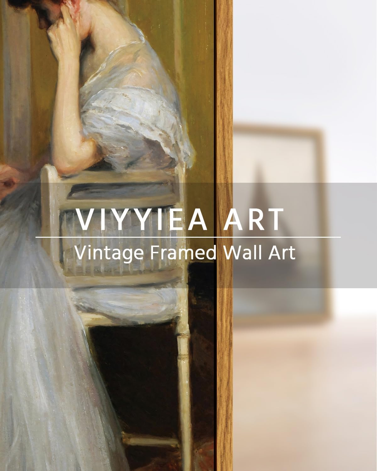 VIYYIEA Framed Canvas Wall Art Home Decor Portrait Art for Living Room Women Reading Pictures Bedroom Bathroom Wall Decor Mid Century Lady Oil Painting Room Decor Vintage Prints Aesthetic 9x11in