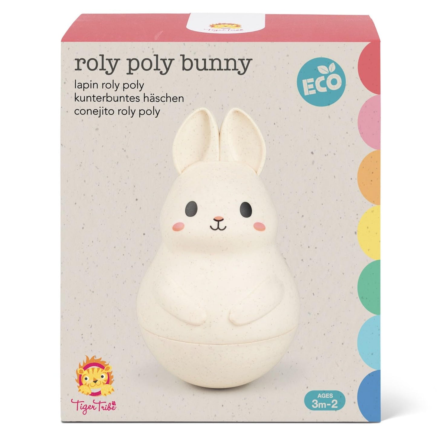 Tiger Tribe: Roly Poly - Bunny - Soft Silicone, ECO Bio-Plastic, Twinkling Sound, Soothing Sensory Toy, Infant & Baby Ages 3+ mo.