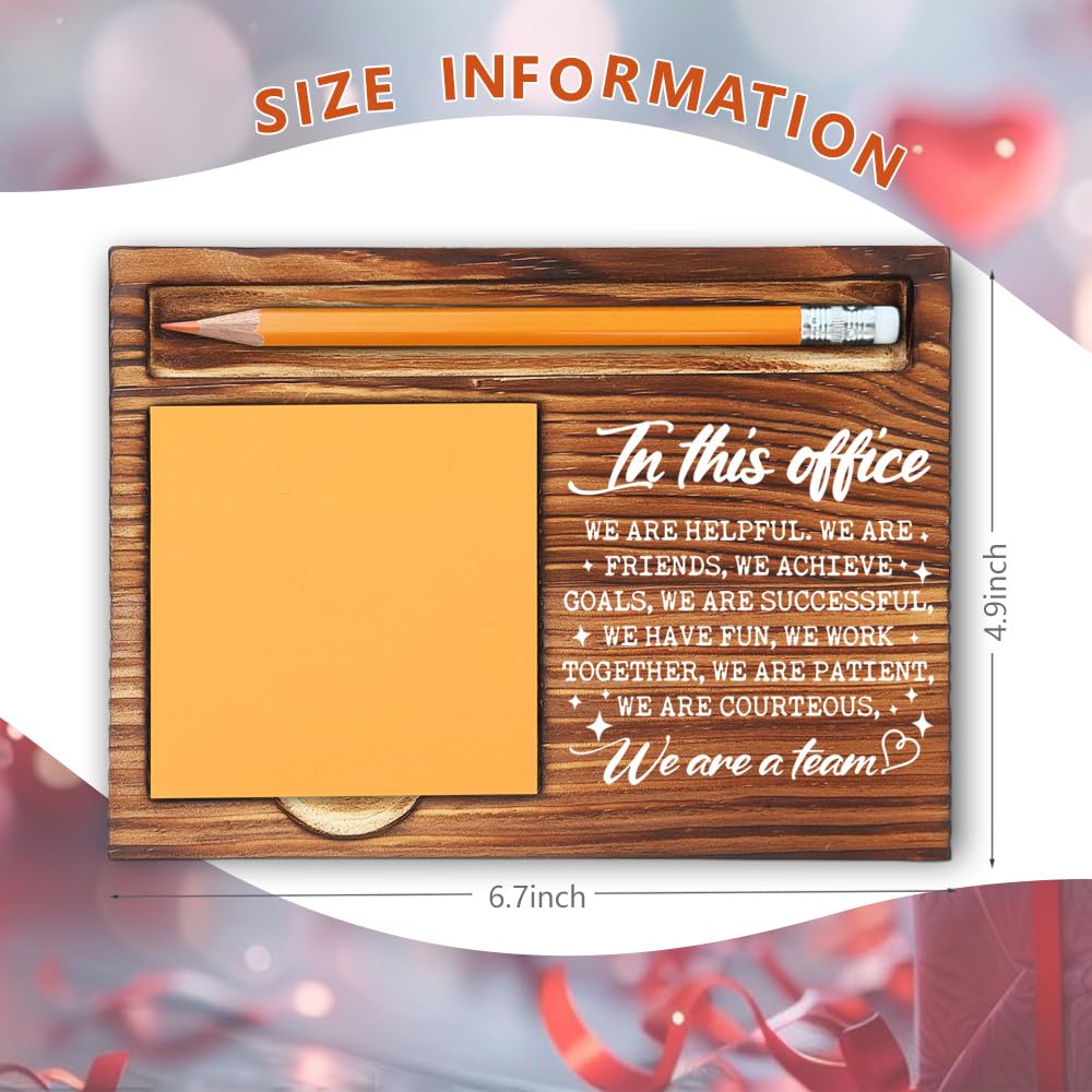 in This Office We are a Team, Inspirational Gifts for Coworkers, Employee Appreciation Office Sign, Thank You Gifts for Team Work Friends, Farmhouse Wood Self-Stick Note Pad Holders-LBB135