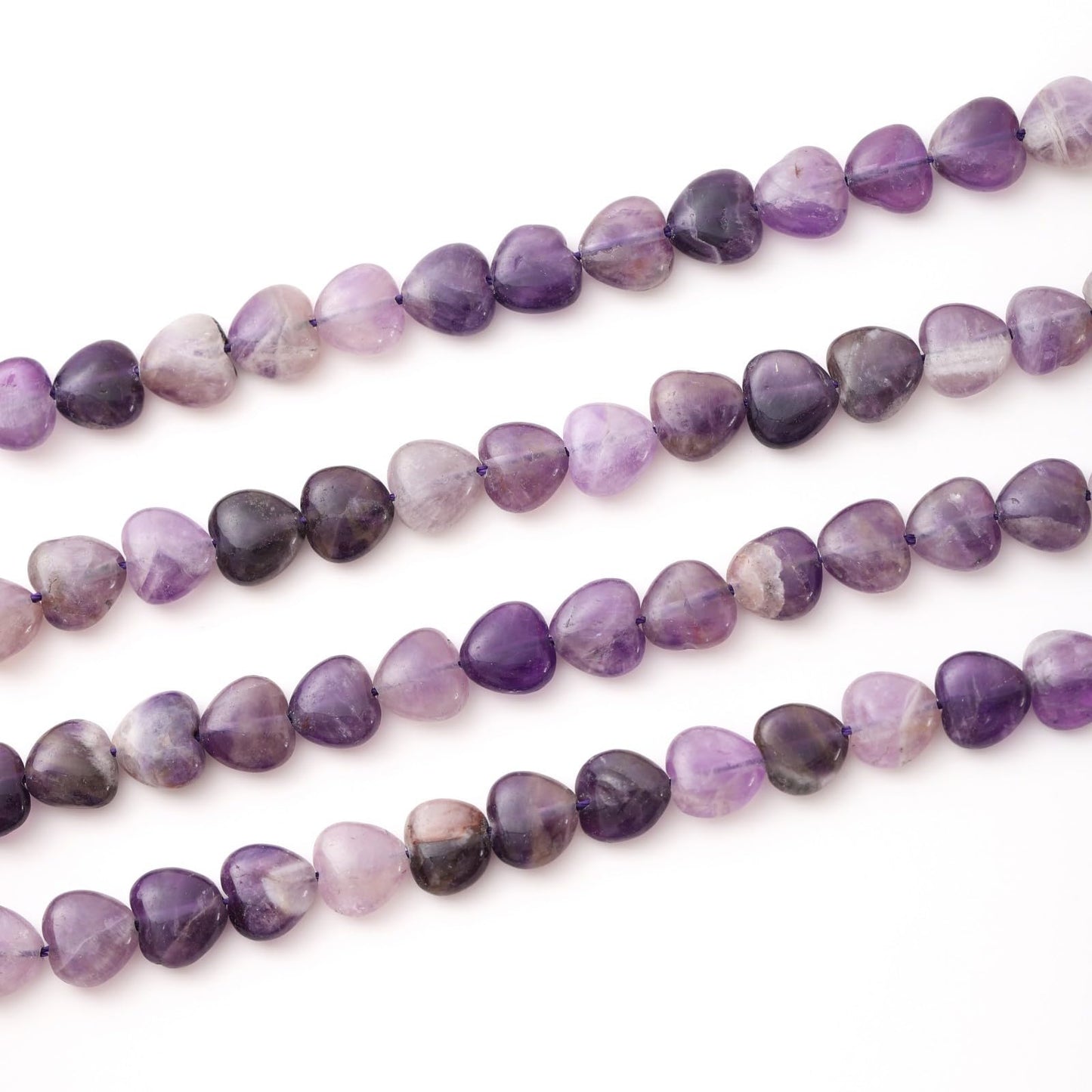 Natural Heart Shaped Amethyst Stone Beads 10mm Loose Crystal Healing Beads for DIY Necklace Bracelet Making Gemstone Craft Supplies