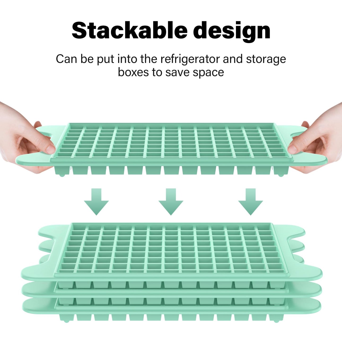 Mini Ice Cube Tray for Freezer: FDDBI Small Ice Trays for Freezer with Bin - 117×4PCS Easy Release Nugget Ice Tray - Crushed Ice Tray with Container