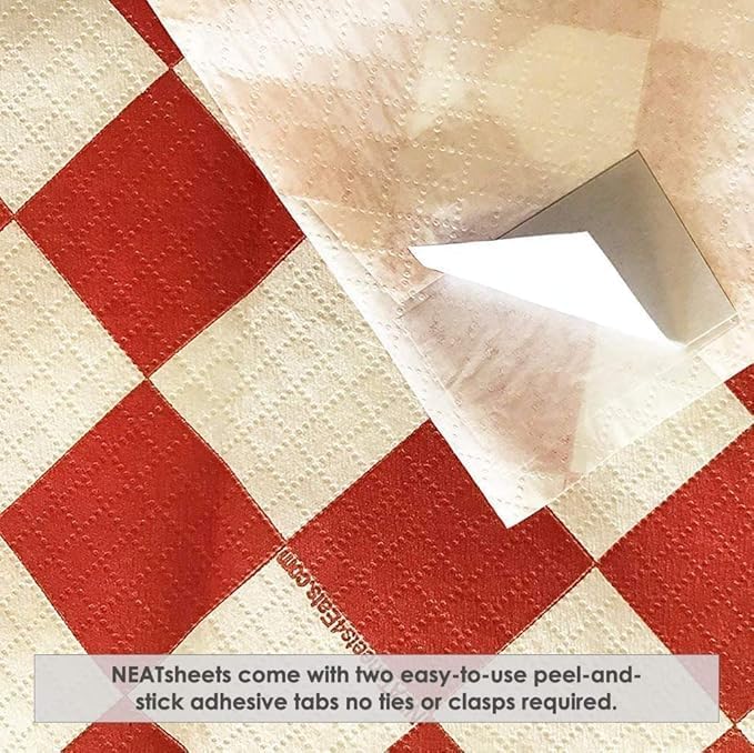 Disposable Bibs for Adults, Kids & Elderly Senior | Adhesive Tab Napkins for Eating, Personal Use, Home Care & Business | Red & White Diamond, 20 Count x 5 (100 Total)