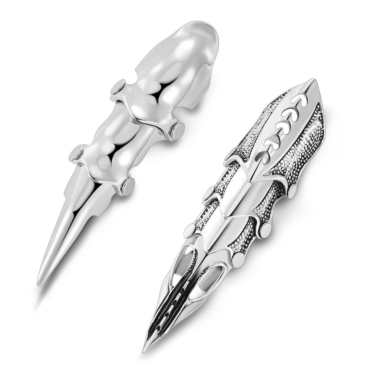 BOPREINA Punk Men's Armour Knuckle Joint Full Finger Double Loop Activity Ring Rock Gothic Hinged Rings Halloween Party Cosplay Costume Accessories Jewelry A