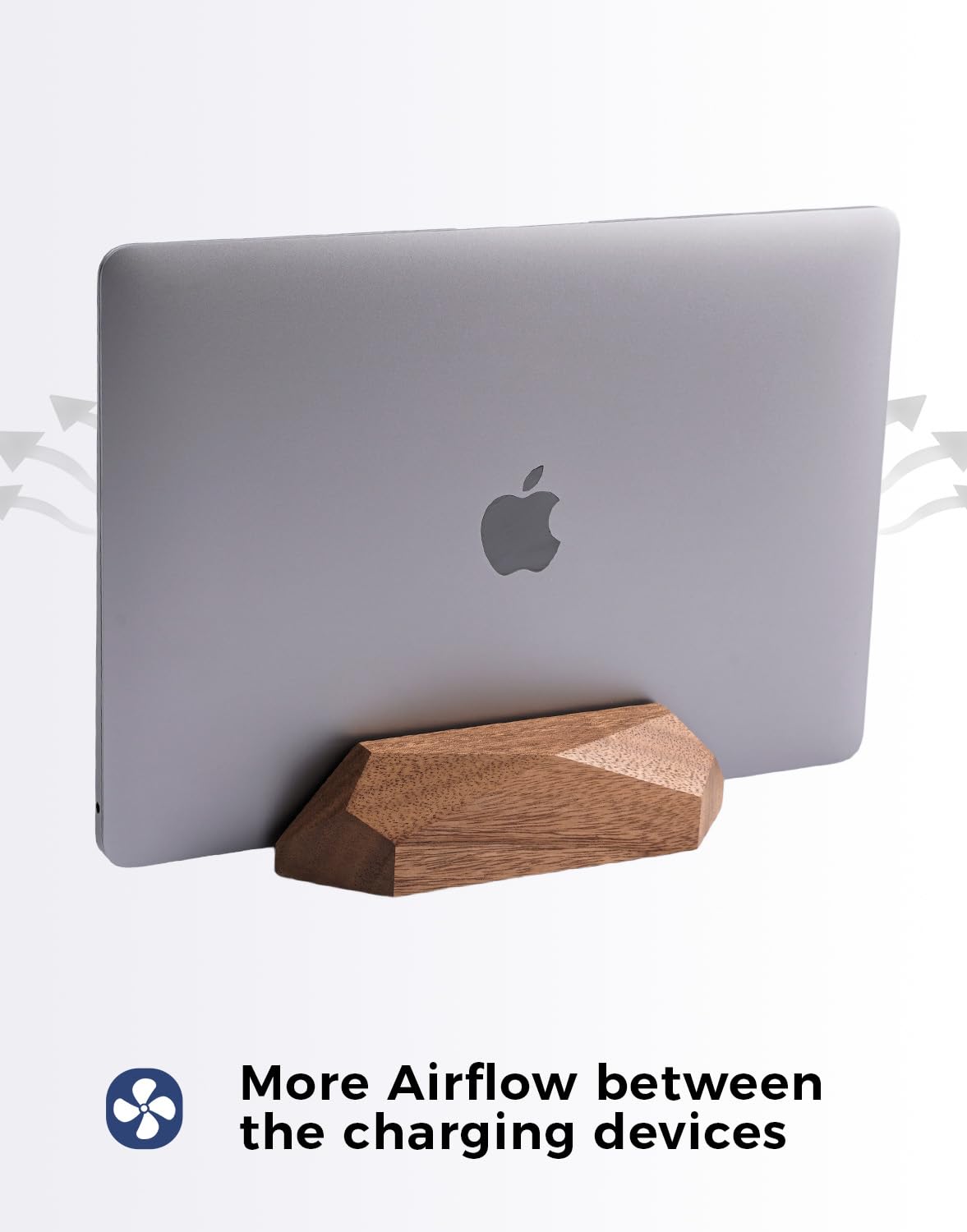 Nuvograin Adjustable Vertical Laptop Stand, MacBook Holder with Wood, Wooden Laptop Stand, Vertical Laptop Holder for Desk, Width Adjustable Dock Fits All MacBook/Surface Pro