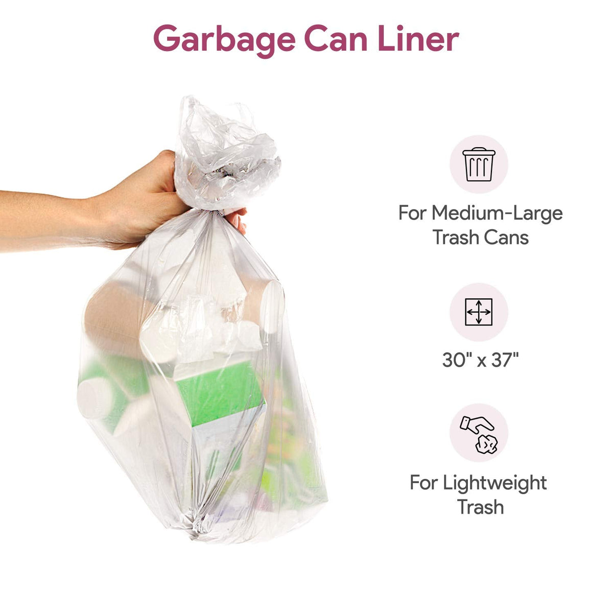 20 30 Gallon Clear Garbage Can Liners (250 Count)