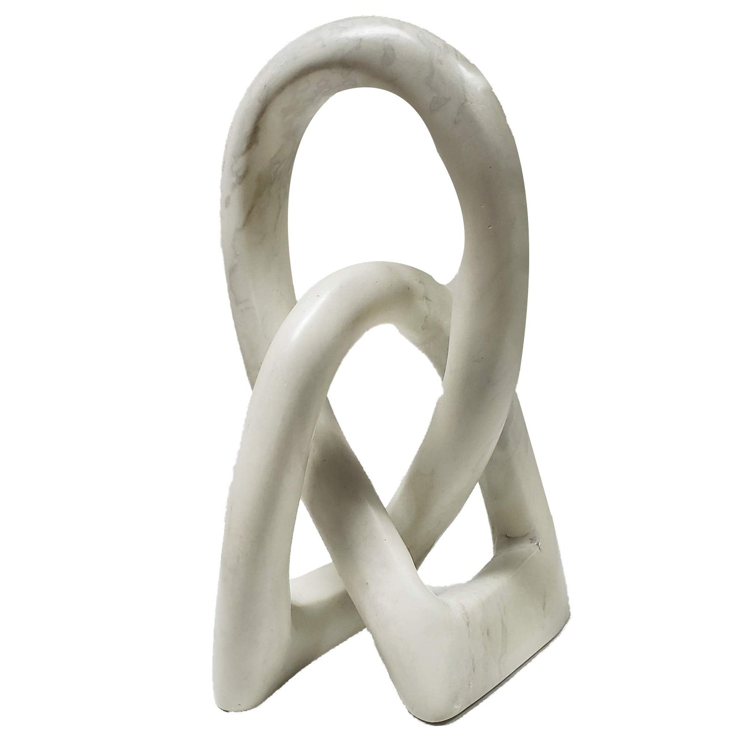 Continuous Looped Entwined Love Knot Sculpture Unique Modern Contemporary Décor Hand-Crafted Soapstone Artisans of Kenya Genuine Human Hands Precious Gift (6 Inch, Natural)