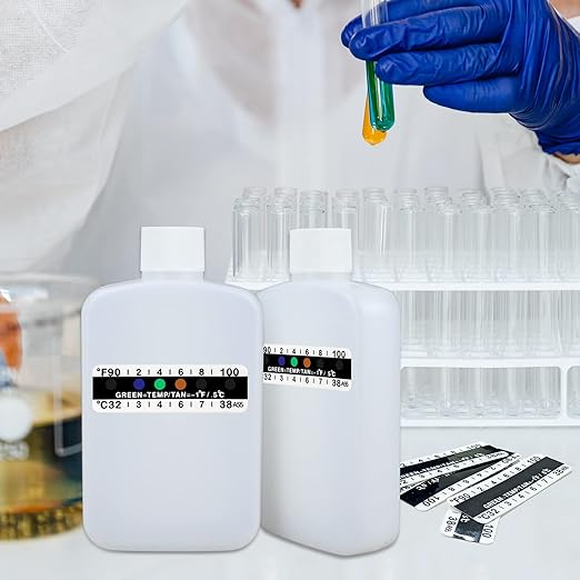 Urine Test Complete Kit Includes 2 Translucent Travel Portable Empty Bottles, 10 Adhesive Temperature Test Strips, Portable Travel Urine Test Bottle, Urine Test Kit