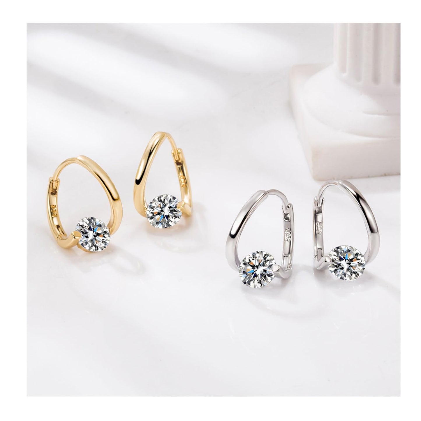 Halolux Lymphvity Germanium Earrings - Dainty CZ Zircon Acupressure Earrings for Lymphatic Drainage Gifts (Silver)