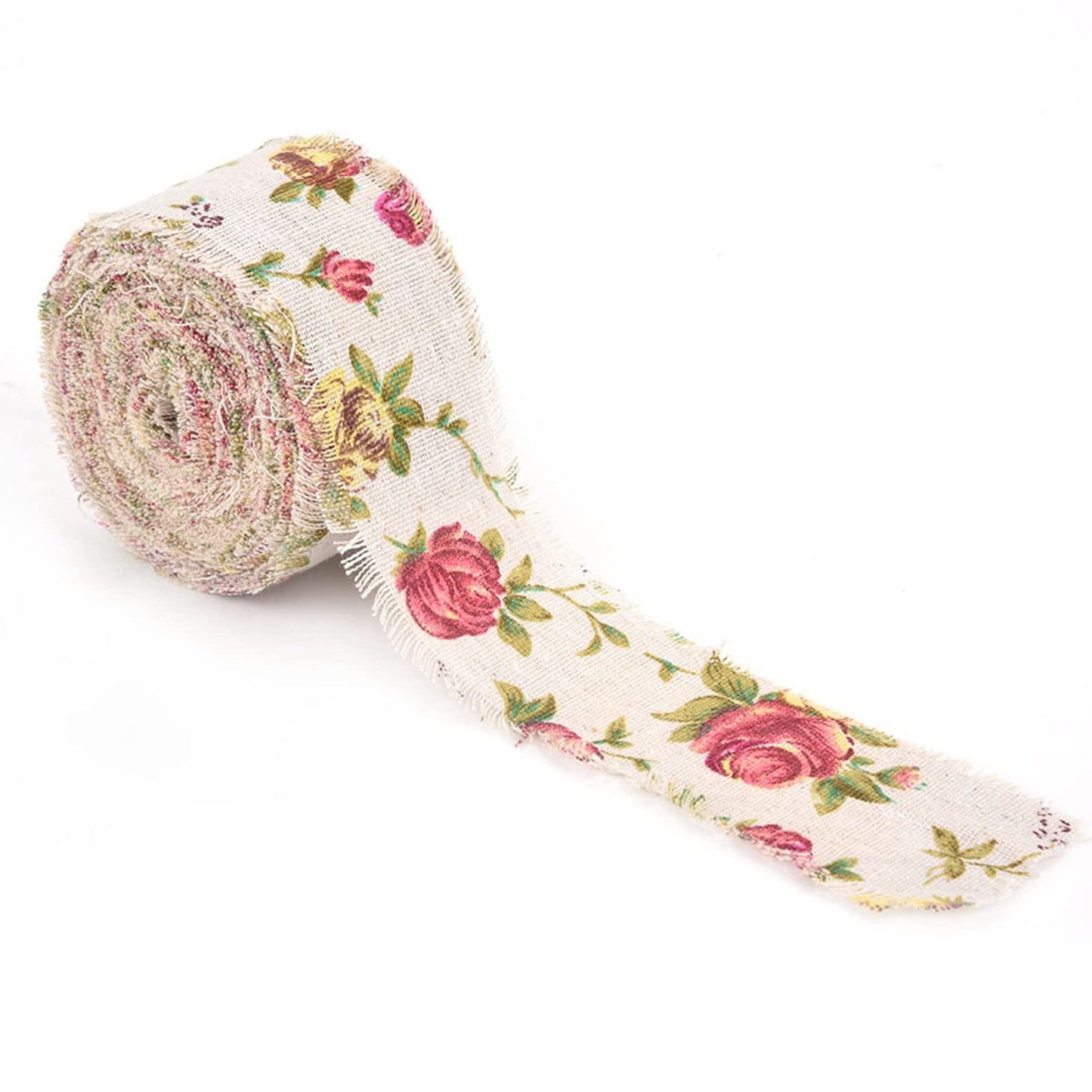 Burlap Ribbon, 32.8ft Long x 2.0in Wide Rose Printed Burlap Ribbon Hessian Jute Strap for Wedding Decorations, Handmade Crafts, Home Accessories, Party Supplies