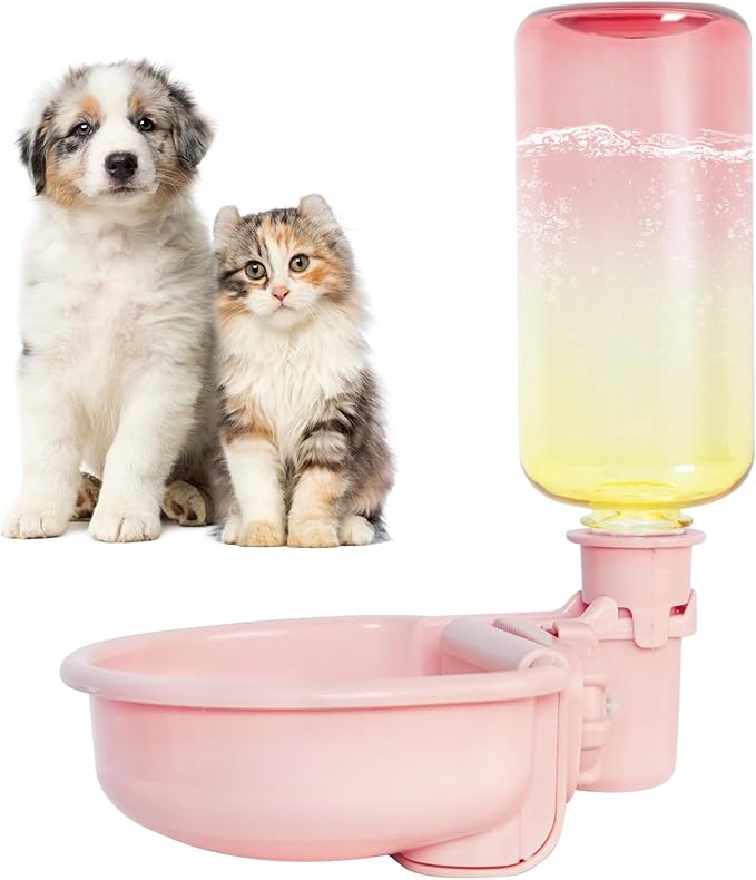 VANNON Gravity Pet Water Bowl, 16oz Anti-Splash Crate Dispenser, Blue
