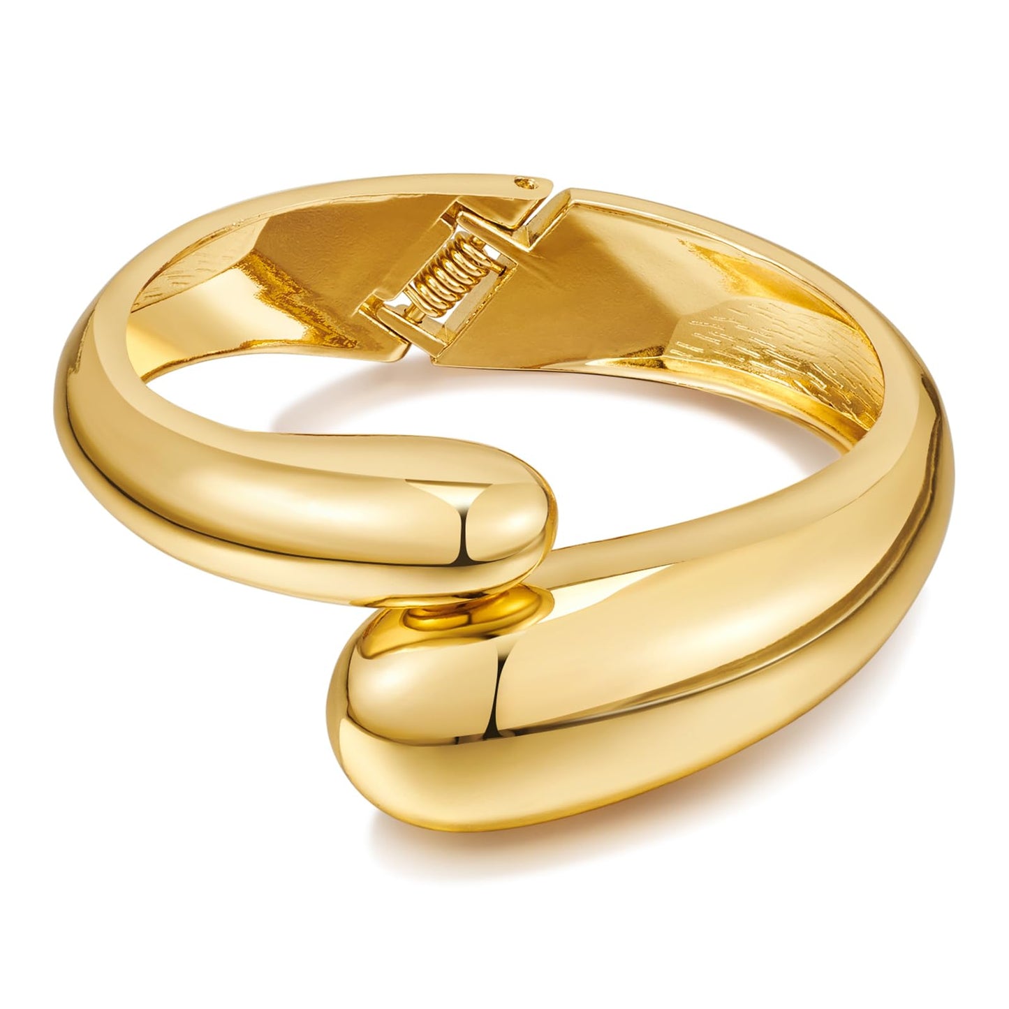 ENSKEFEN Chunky Gold Teardrop Cuff Bracelets for Women Thick Waterdrop Open Cuff Bangle Bracelet Wide Hinged Bypass Bracelets Statement Gold Arm Cuffs Bracelet