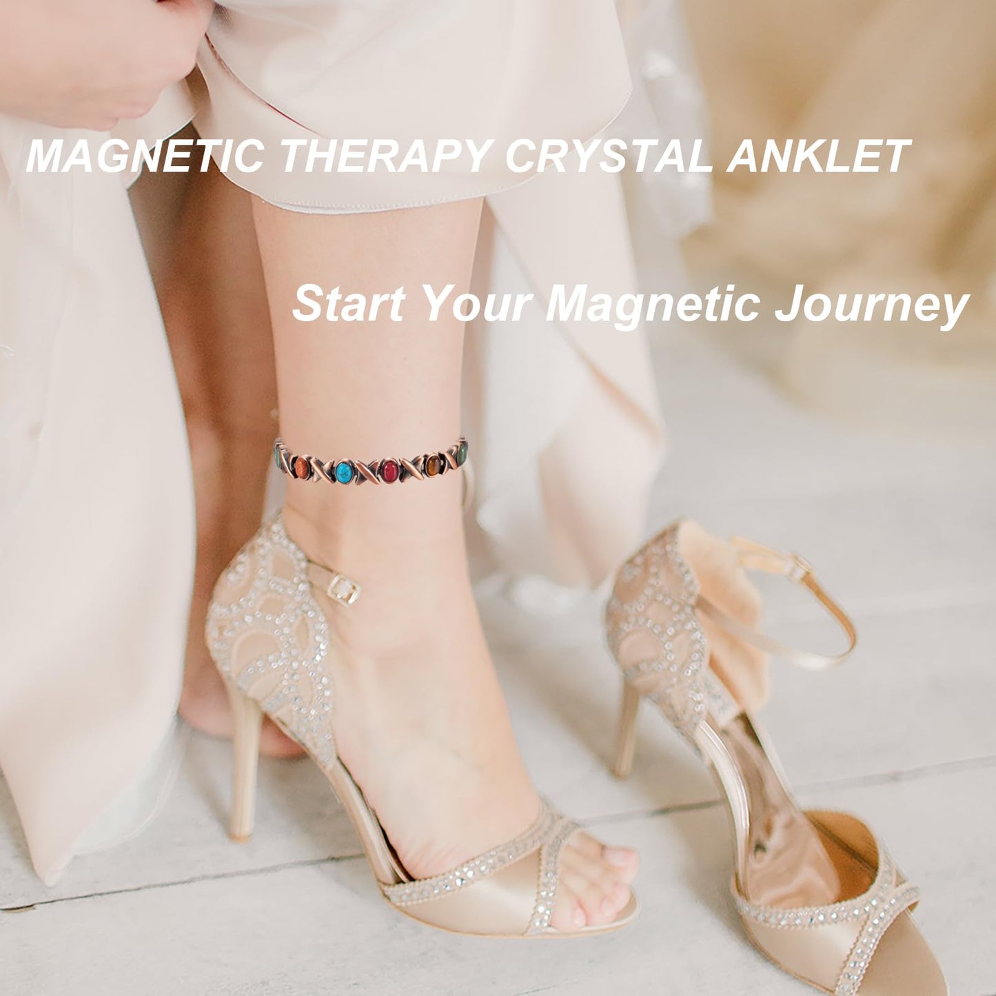 EnerMagiX Copper Anklet for Women, Pure Copper Magnetic Anklet Bracelet, with 3500 Gauss Effective Magnet