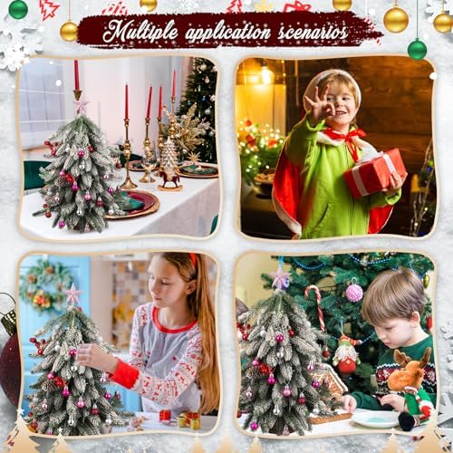 RoundFunny 25 Pcs Mini Christmas Balls Ornaments Set 0.79 Inch Christmas Day Ball Topper Star Tree Hanging Ornaments for Party Decoration(Fresh Colors)