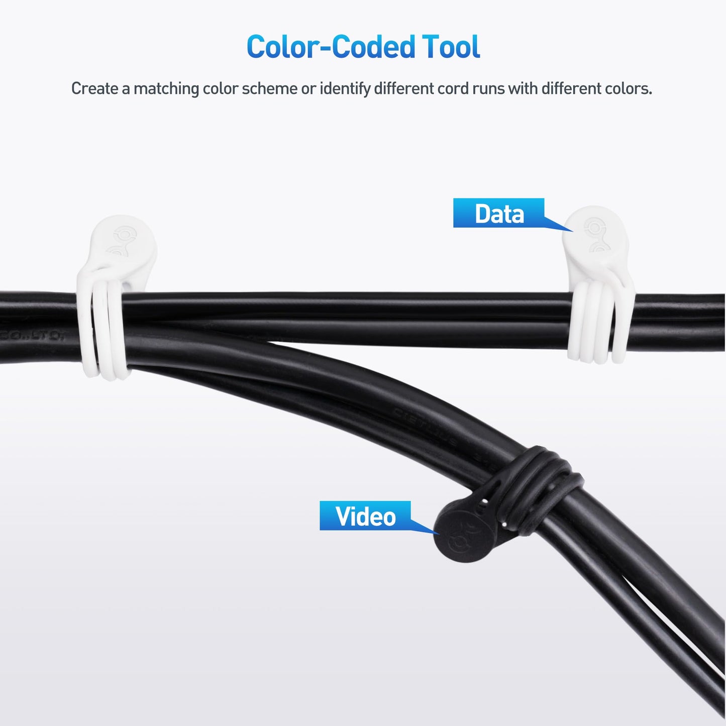 Cable Matters 20-Pack Ultra Strong Silicone Magnetic Cable Ties, Magnetic Cord Ties/ZipTies/Cord Organizer, Black and White