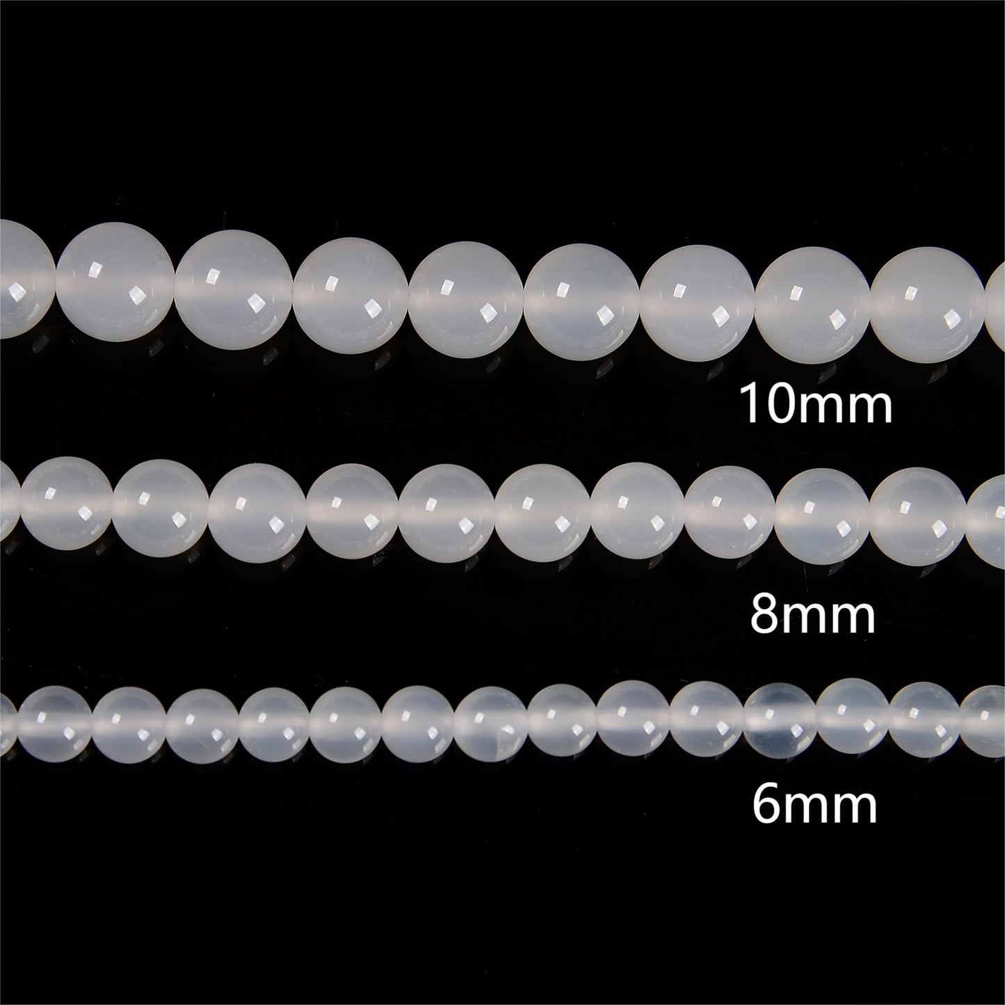 65Pcs 6mm White Agate Natural Faceted Round Loose Real Stone Beads Gemstone Genuine for DIY Hand Made Craft Jewelry Bracelet Earring Necklace String Making Energy Healing Power