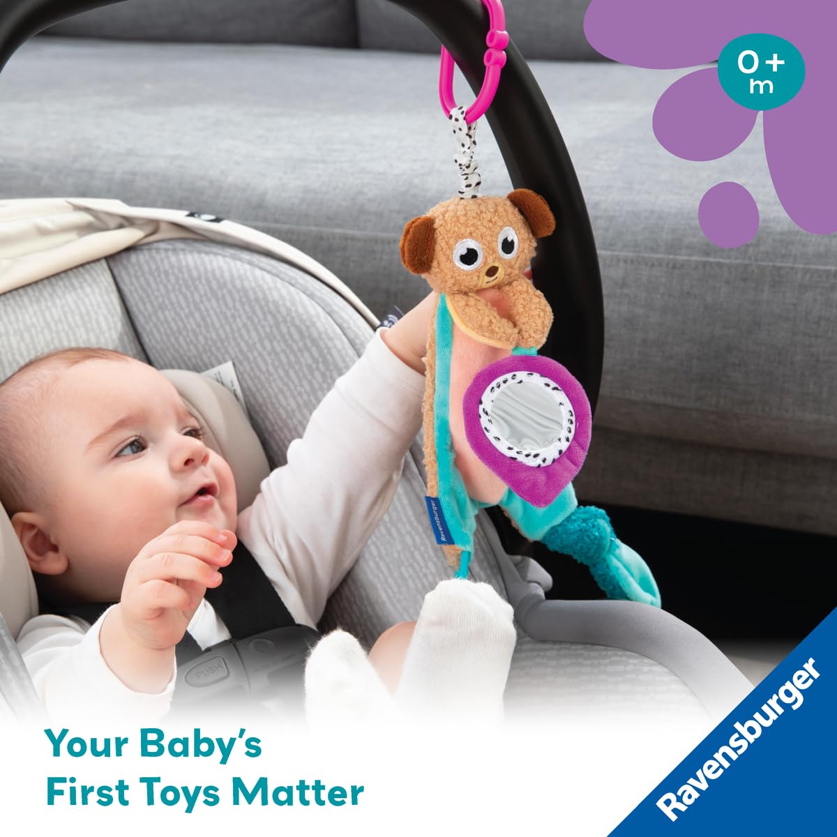 Ravensburger Play+ Crinkle & Chew - Meerkat | Soft Plush with Teething Edge | Multisensory Details | Fine Motor Fun