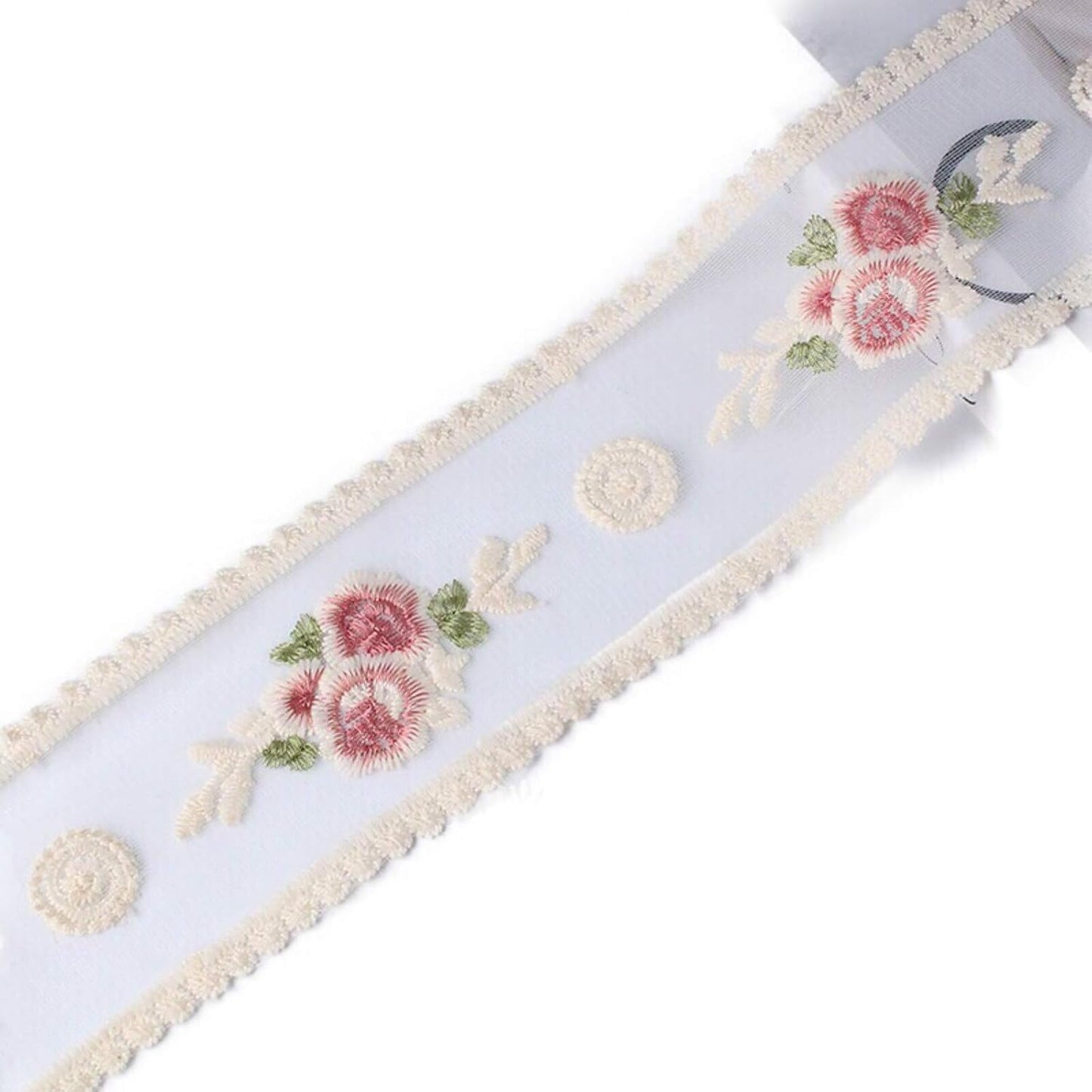Lace Trim Ribbon, Delicate Cotton Embroidery Ribbon for Wedding/Bridal Decoration, DIY Craft Sewing, Home Decoration, 10 Yards (Beige)