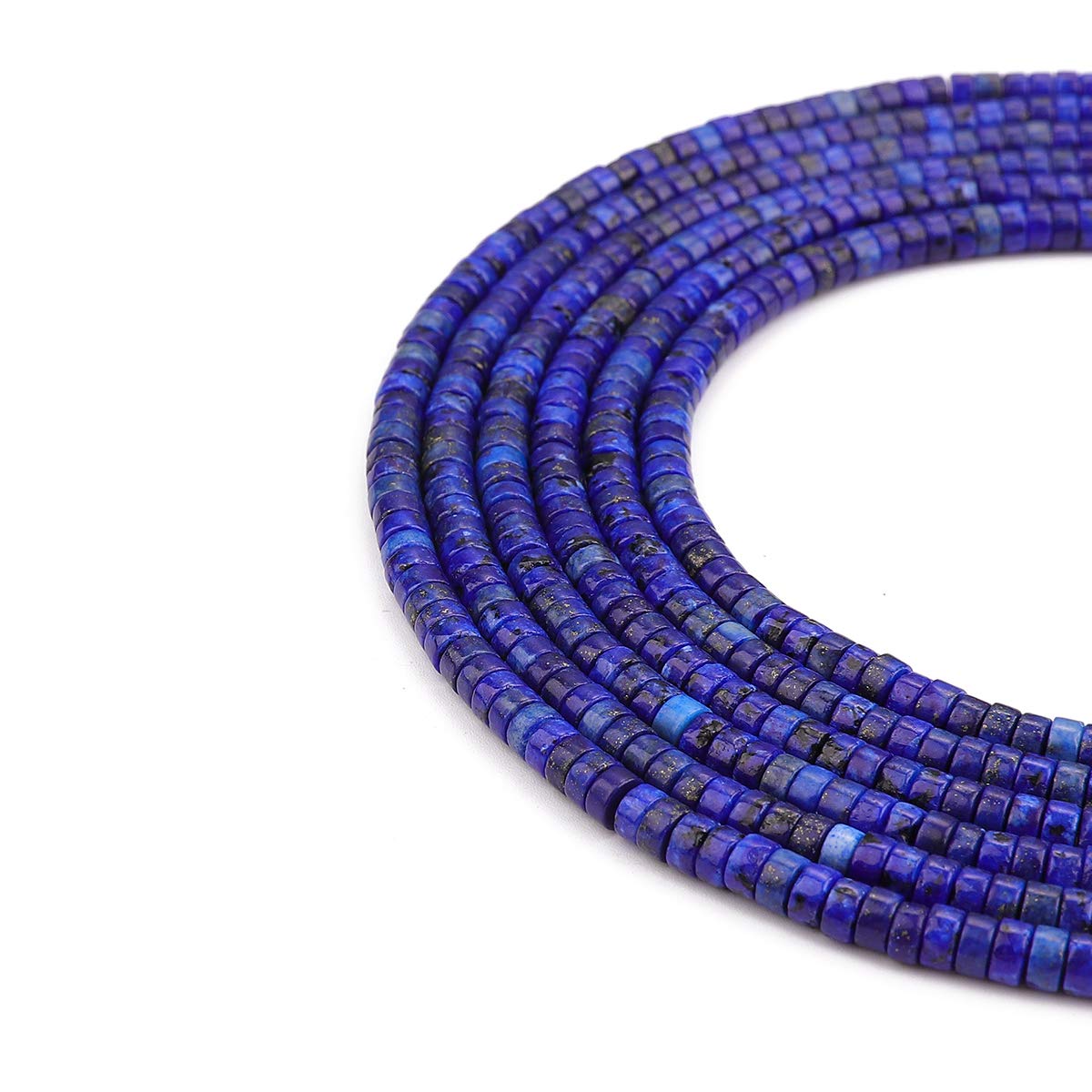 BEADIA Natural Lapis Lazuli Spacer Beads Caps Loose Semi Gemstone for Beading Jewelry Making 4mmx2mm 38cm