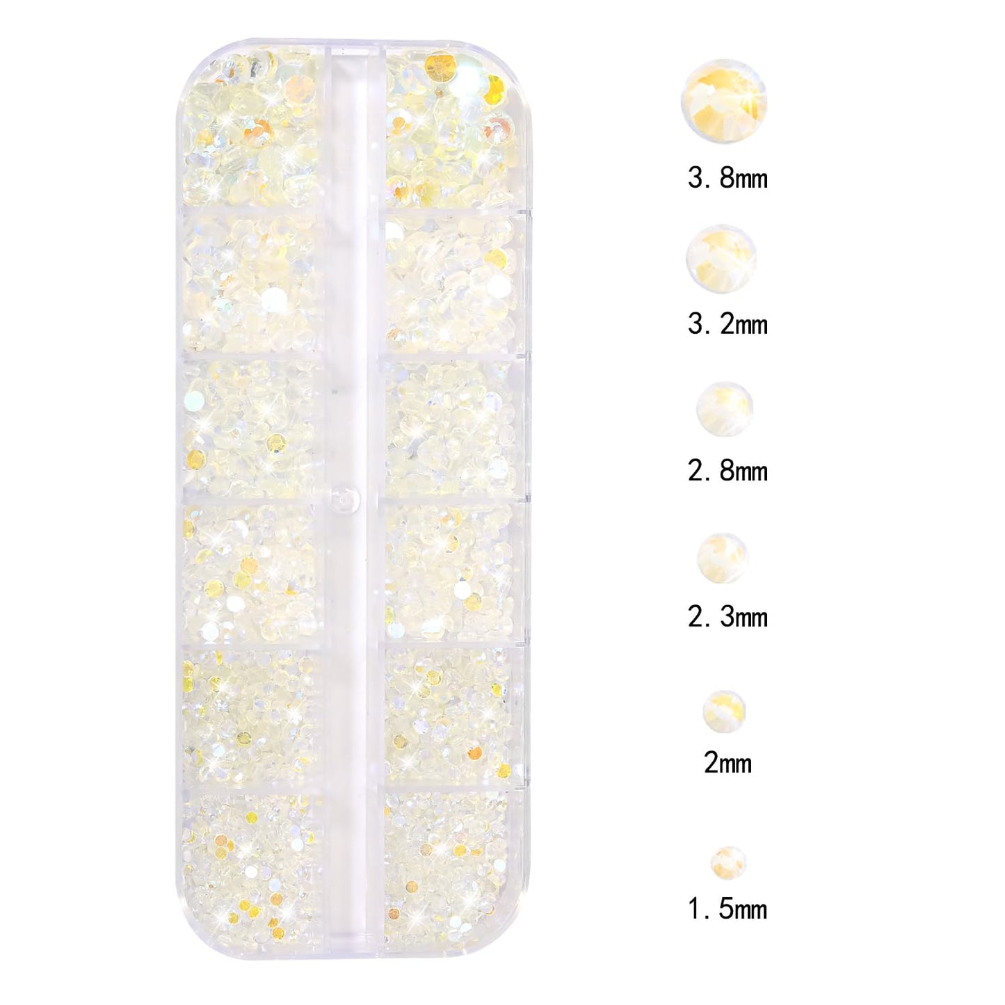 DZHILHMX Nail Rhinestones - 3D Multi Shape Size, Flat Back, Manicure Rhinestones Charms, Crystal Aurora Gems, with Kit, for Nail Art, Bedazzling Acrylic Nails, DIY Decor