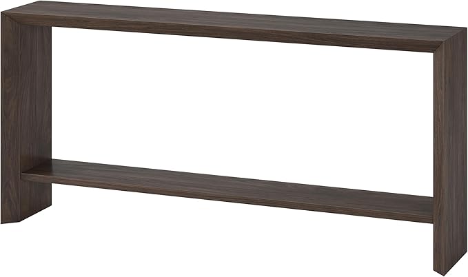 Henn&Hart 64'' Wooden Rectangular Console Table Entryway Table, Sofa Table with Wooden Storage Shelf for Entryway, Living Room, Couch, Hallway, or Office, Alder Brown