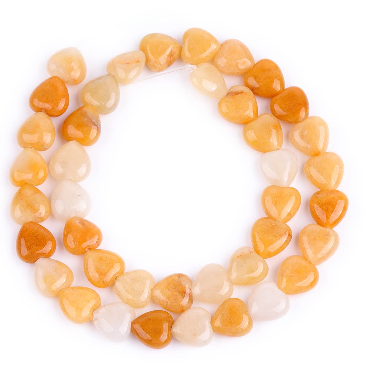 GEM-Inside 10mm Heart Charms Natural Yellow Orange Aventurine Jade Stone Beads for Jewelry Making Full 15" Strand Power Energy Healing Chakra Stone Beads