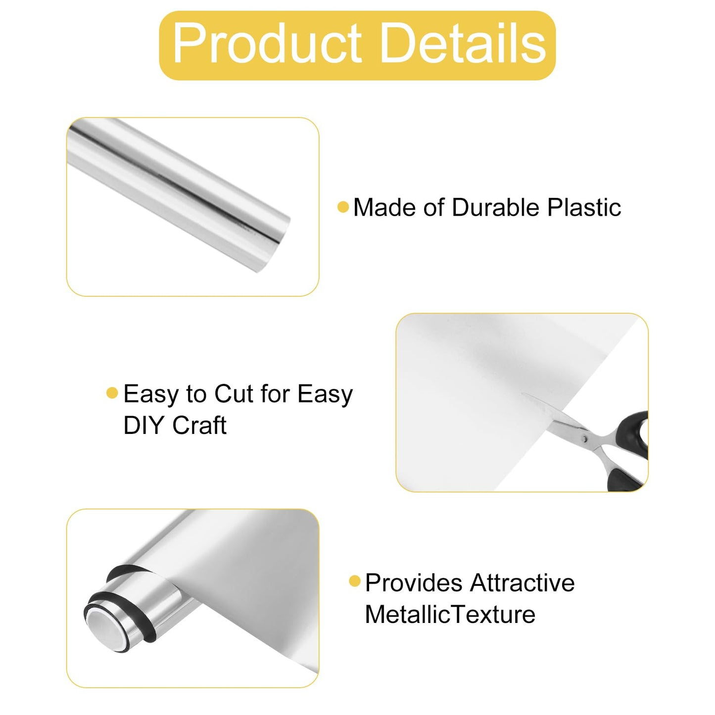 MECCANIXITY 4 Pcs Toner Reactive Foil,Metallic Transfer Hot Foil Roll 5.9" x 9.84ft Deco Foil Transfer Sheets Paper for Hot Foil Pen Scrapbooking Heat Transfer DIY Craft,Silver