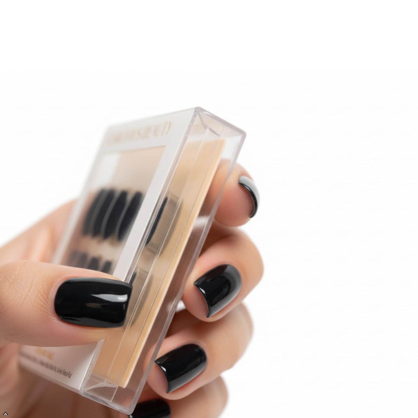 Glam Haus Beauty Press On Nails Onyx Noir | Short Square Jet-Black Glossy Finish Salon Quality | 16 Sizes - 32 Nail Kit with Glue & Adhesive Tabs