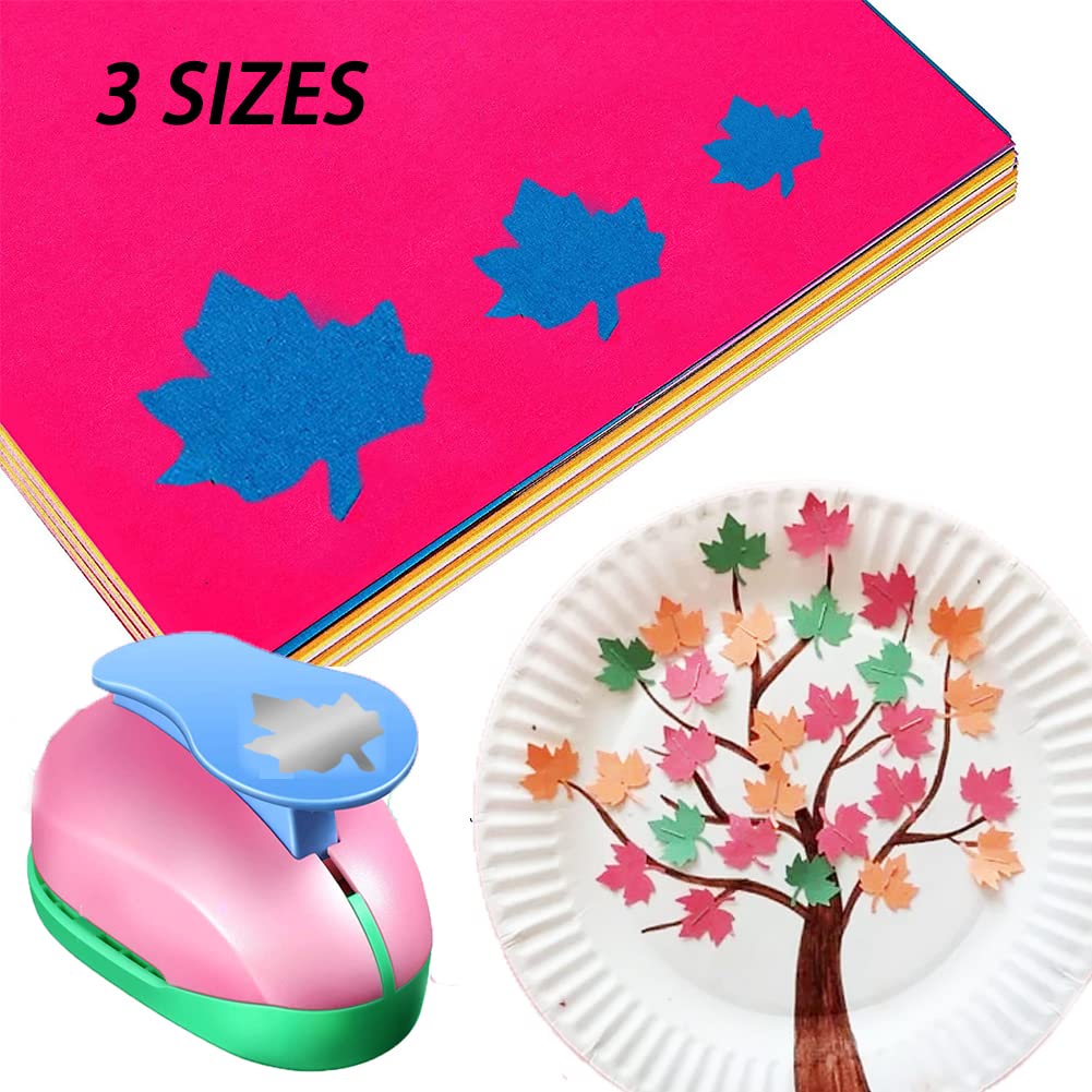 VSREI Maple Leaf Hole Punch, Paper Punches, Maple Leaves Puncher, MapleLeafPunches for Paper Crafts, Maple Leaf-Shaped Hole Punch, 1 inch 5/8 inch 3/8 inch MapleLeafHole Punches Set (Random Color)