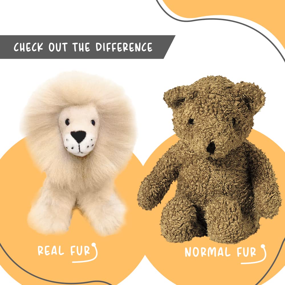 AlpacaNext Lion Handmade on Real Alpaca Wool. Alpaca Stuffed Animal. Soft, Cute and Cuddly Alpaka Plush Toy (11 inches, Beige Mane)