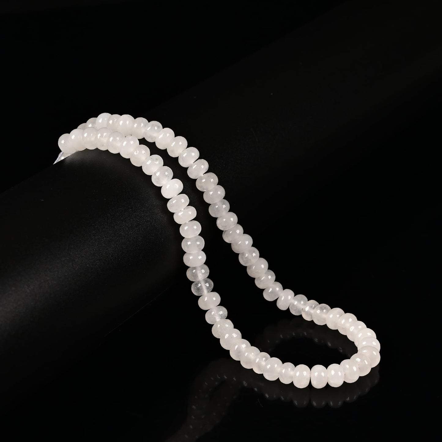 ICAI 4x6mm Natural Rondelle Beads – Loose Gemstone Spacers for DIY Jewelry Making (White Jade)