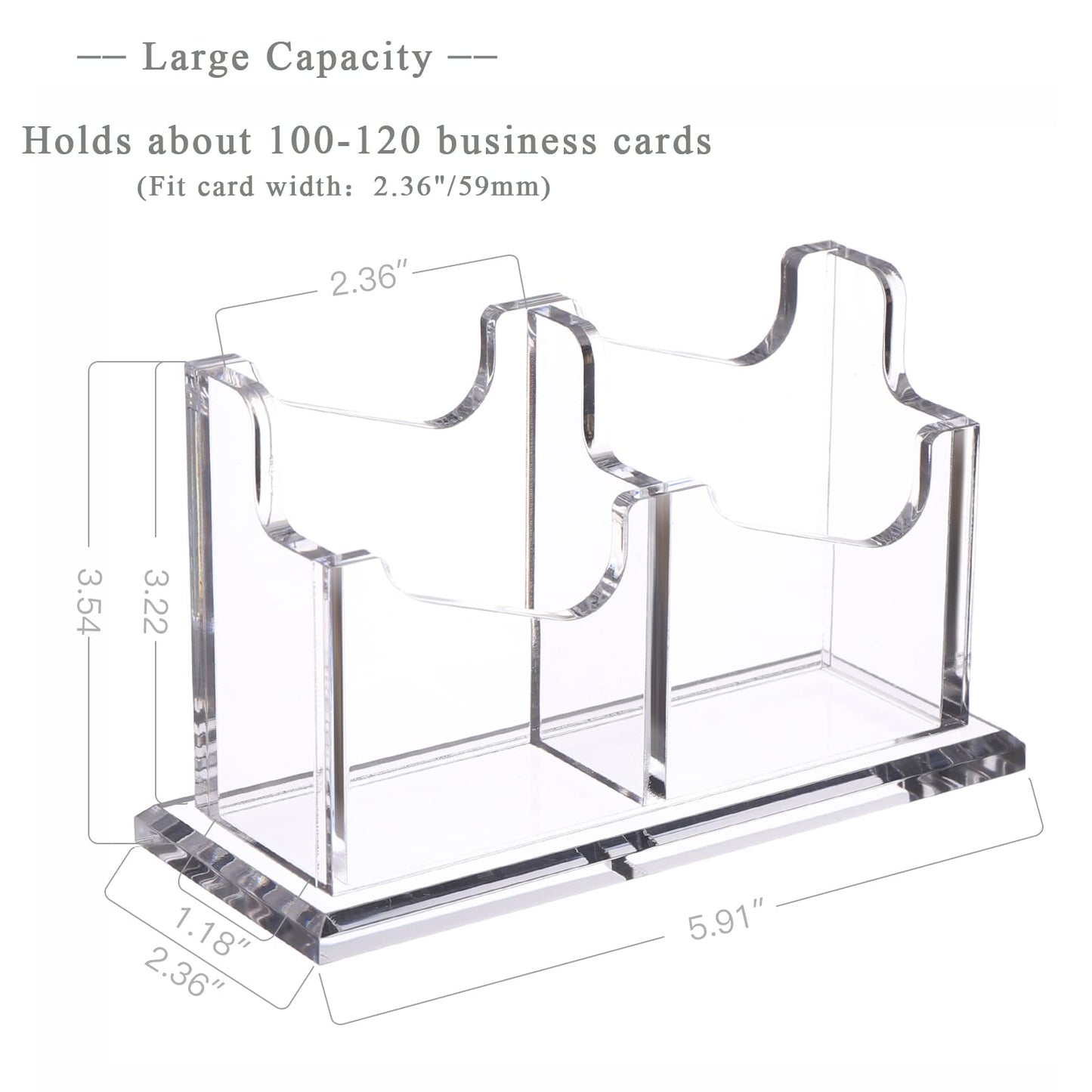 SANRUI Vertical Business Card Holder - Acrylic Clear Desktop Display Stand for Office, Home & Exhibition - Sleek Design, Durable, Easy Access,Professional Card Storage, 2 Slots